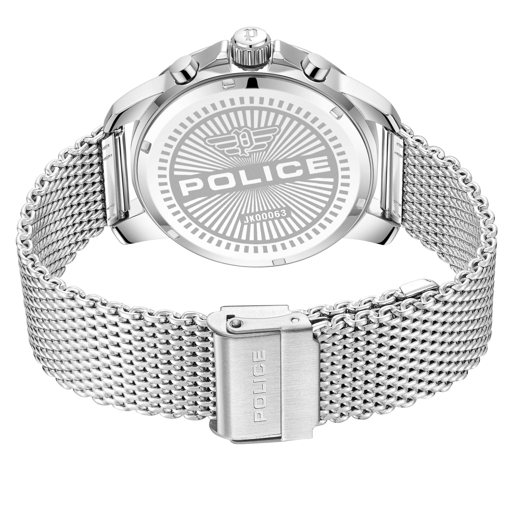 Police Silver Steel Mesh Green Dial Chronograph Men's Watch - PEWJK0006303