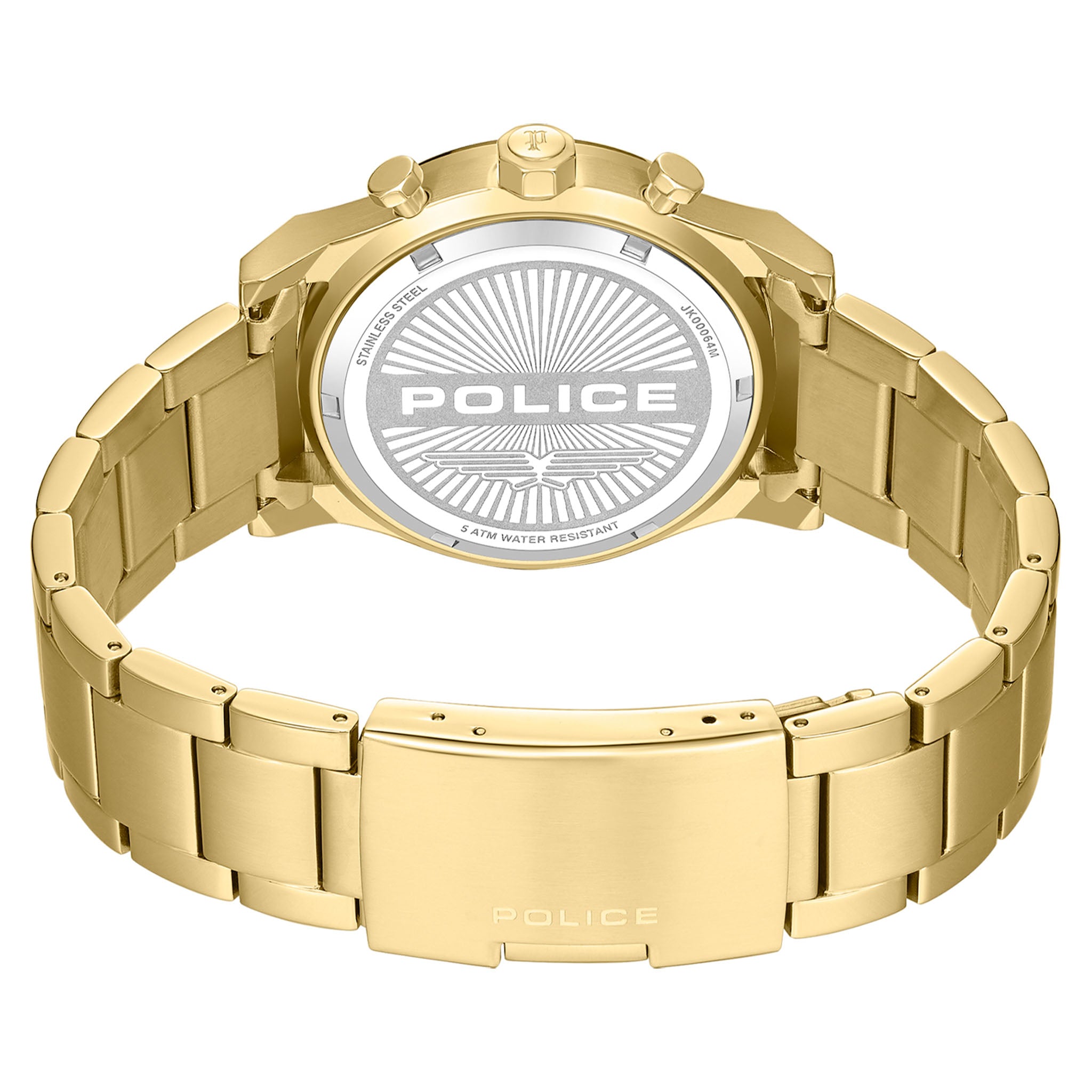 Police Gold Steel Black Dial Multi-function Men's Watch - PEWJK0006404M