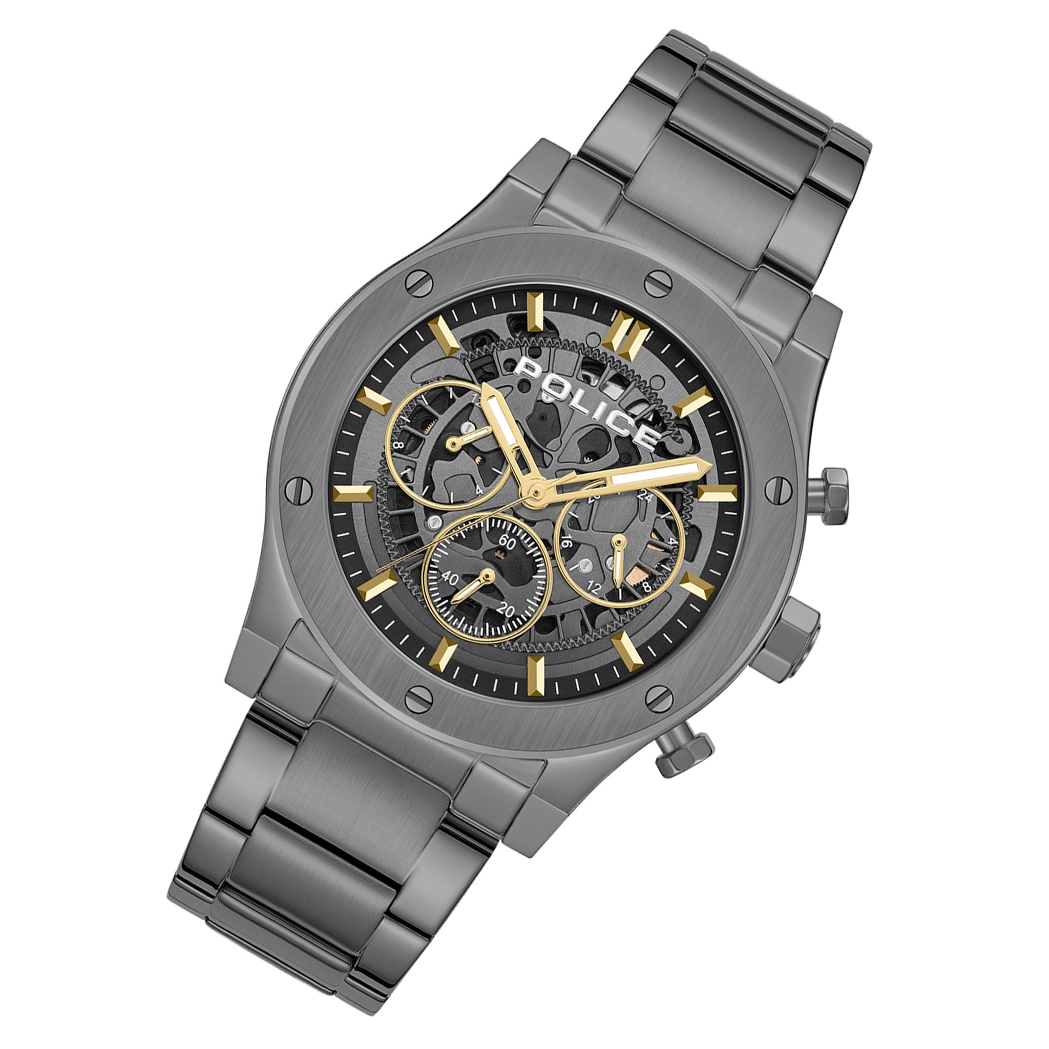 Police Gun Metal Band Grey Dial Multi-function Men's Watch - PEWJK0006407M