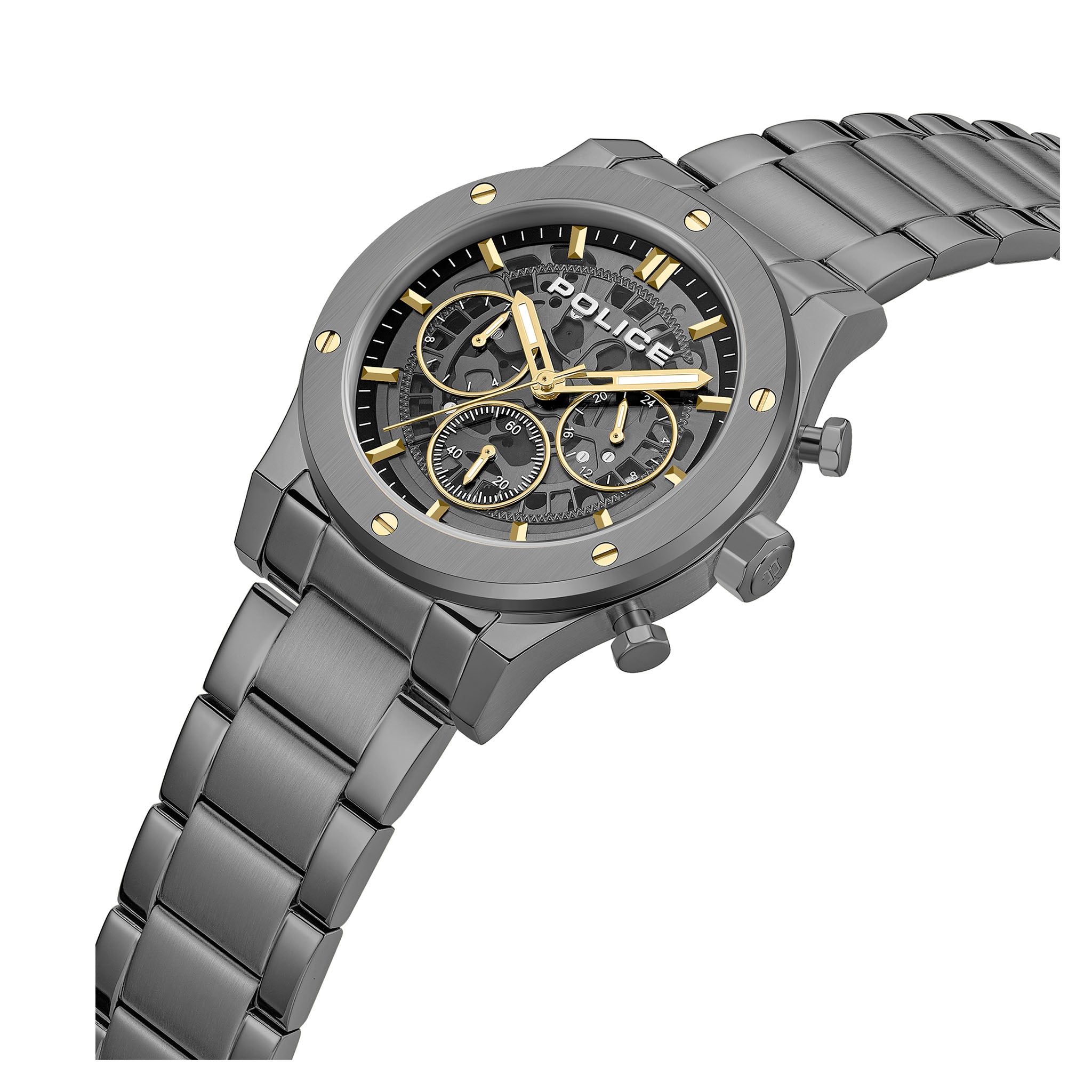 Police Gun Metal Band Grey Dial Multi-function Men's Watch - PEWJK0006407M
