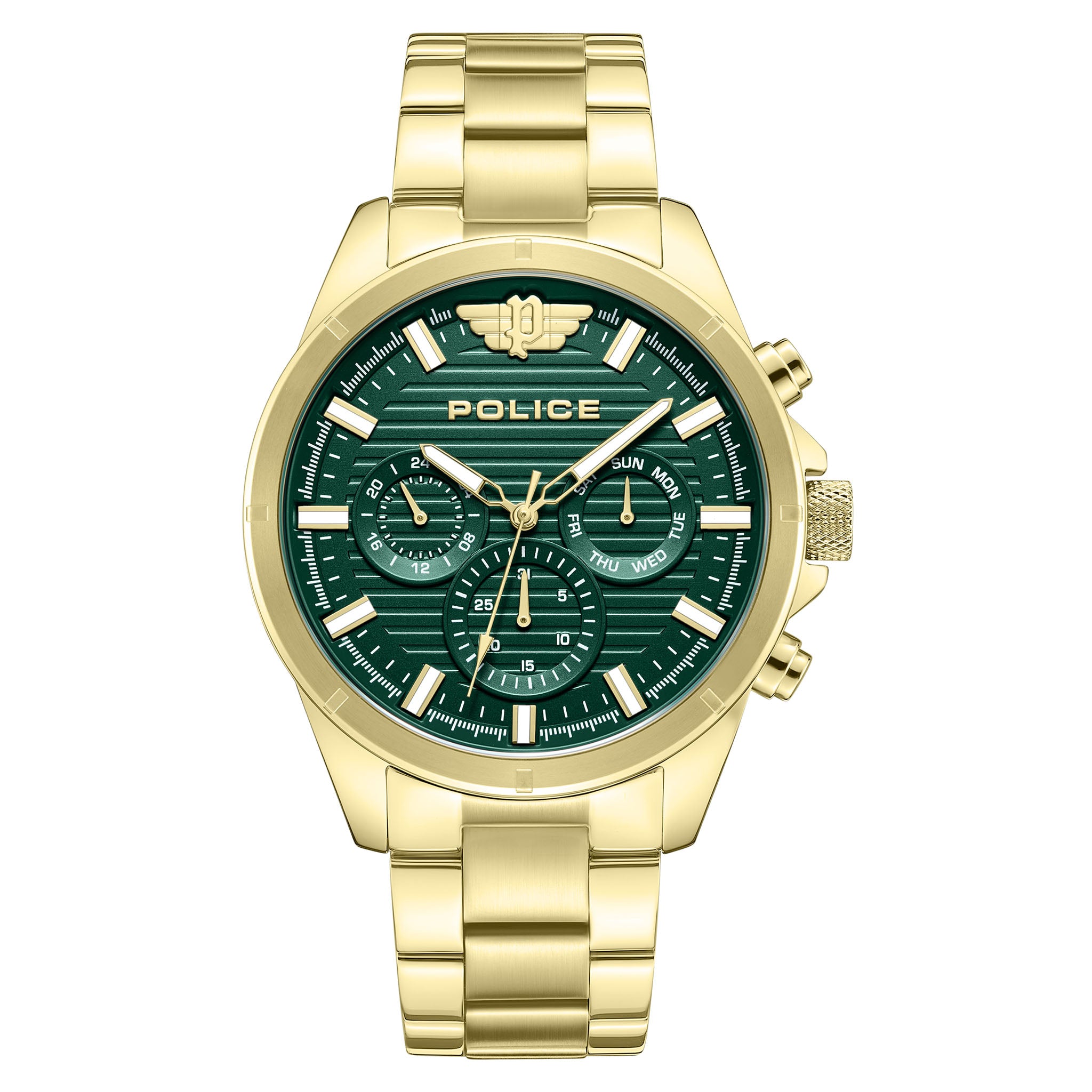 Police Gold Steel Green Dial Multi-function Men's Watch - PEWJK2227809