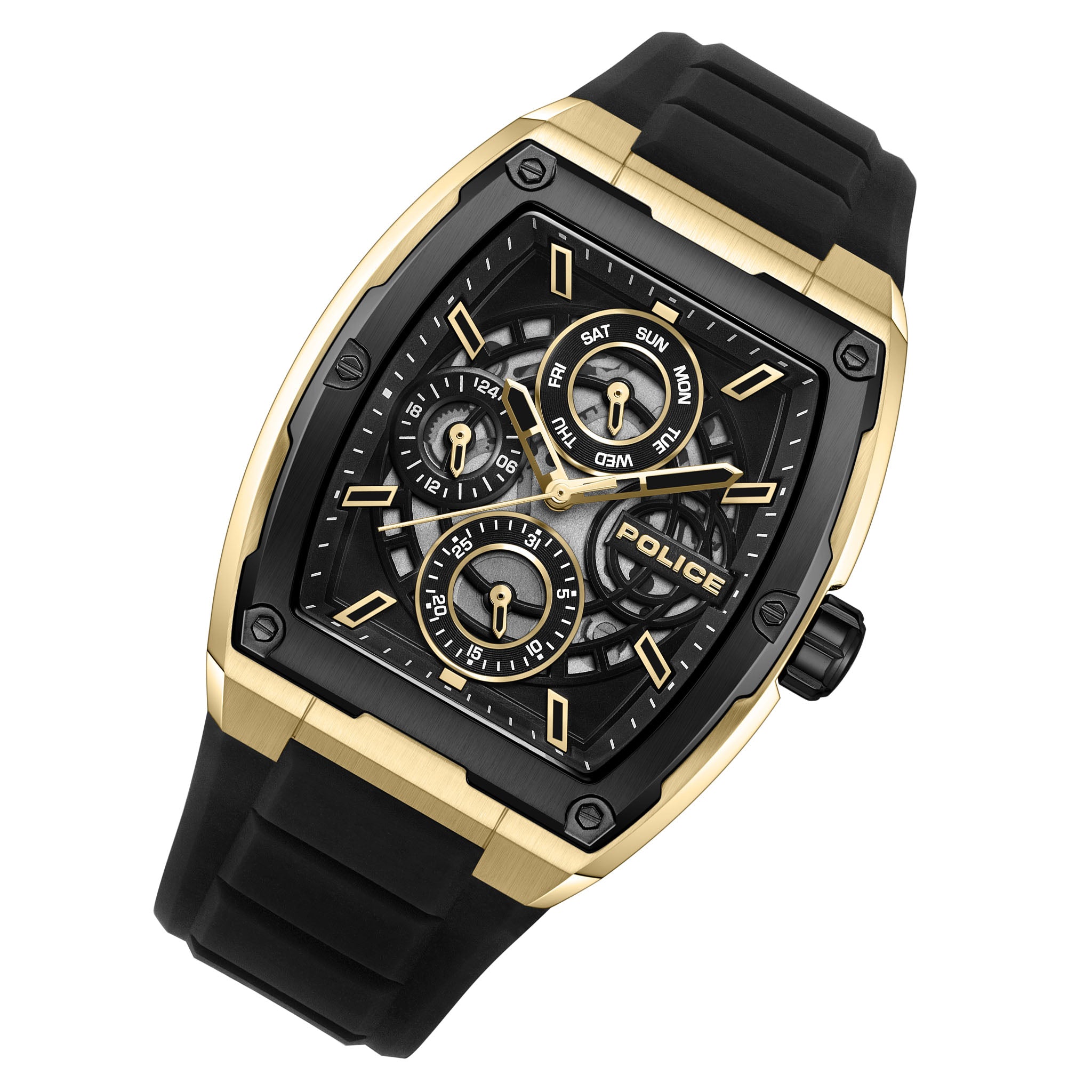 Police Silicone Black Dial Multi-function Men's Watch - PEWJQ0004540