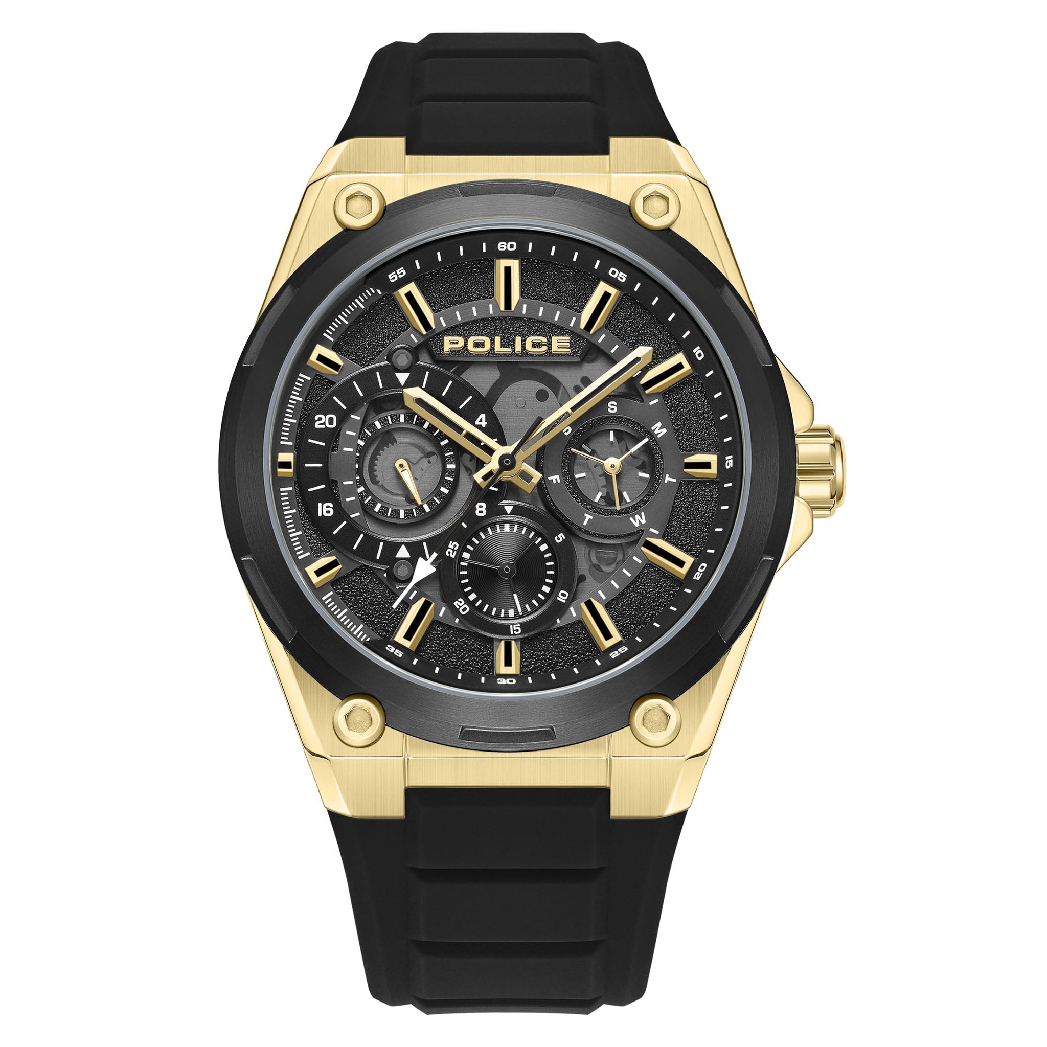 Police Black Silicone Multi-Function Men's Watch - PEWJQ2203241