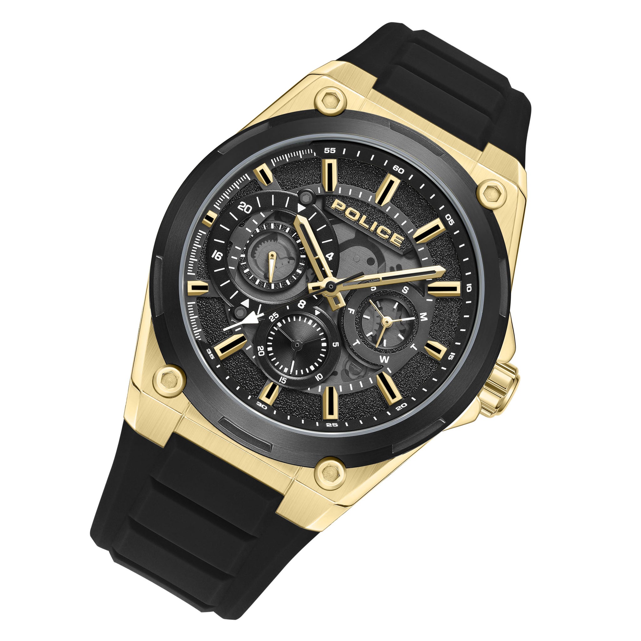 Police Black Silicone Multi-Function Men's Watch - PEWJQ2203241