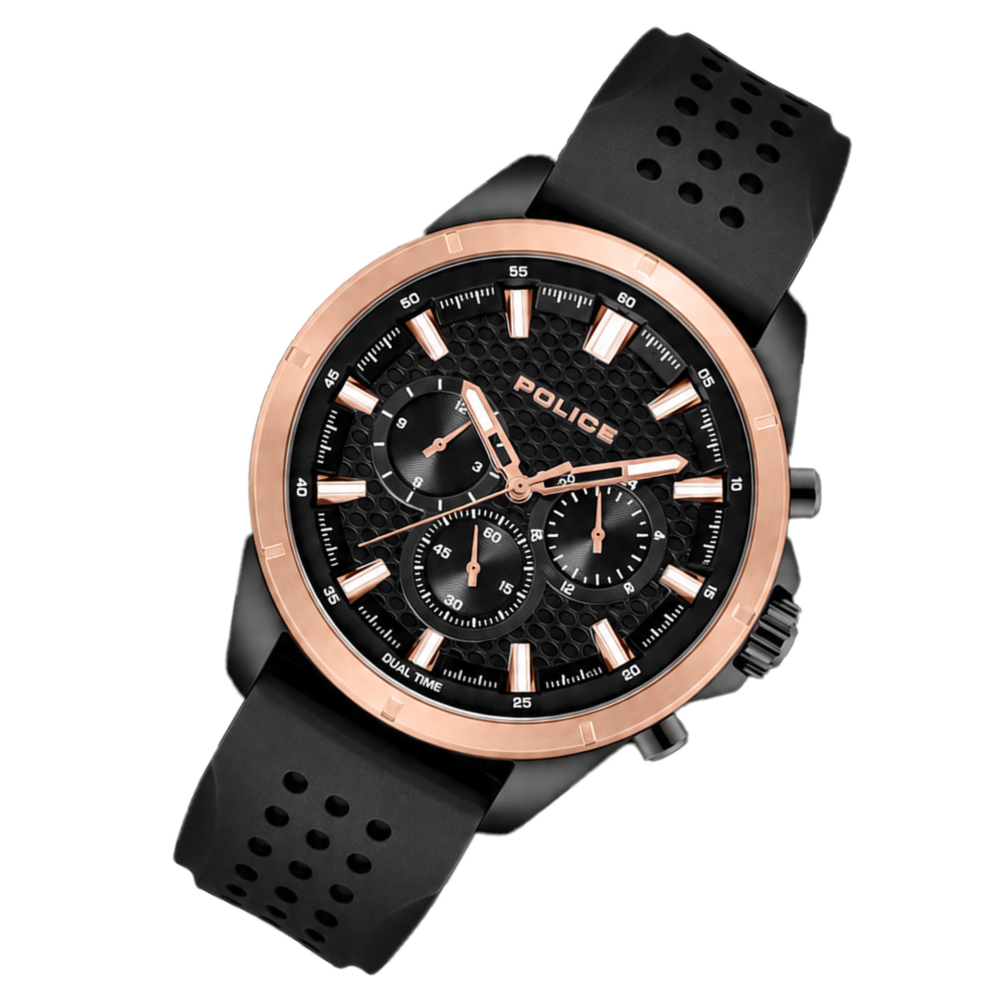 Police Silicone Black Dial Chronograph Men's Watch - PEWJQ2204110M