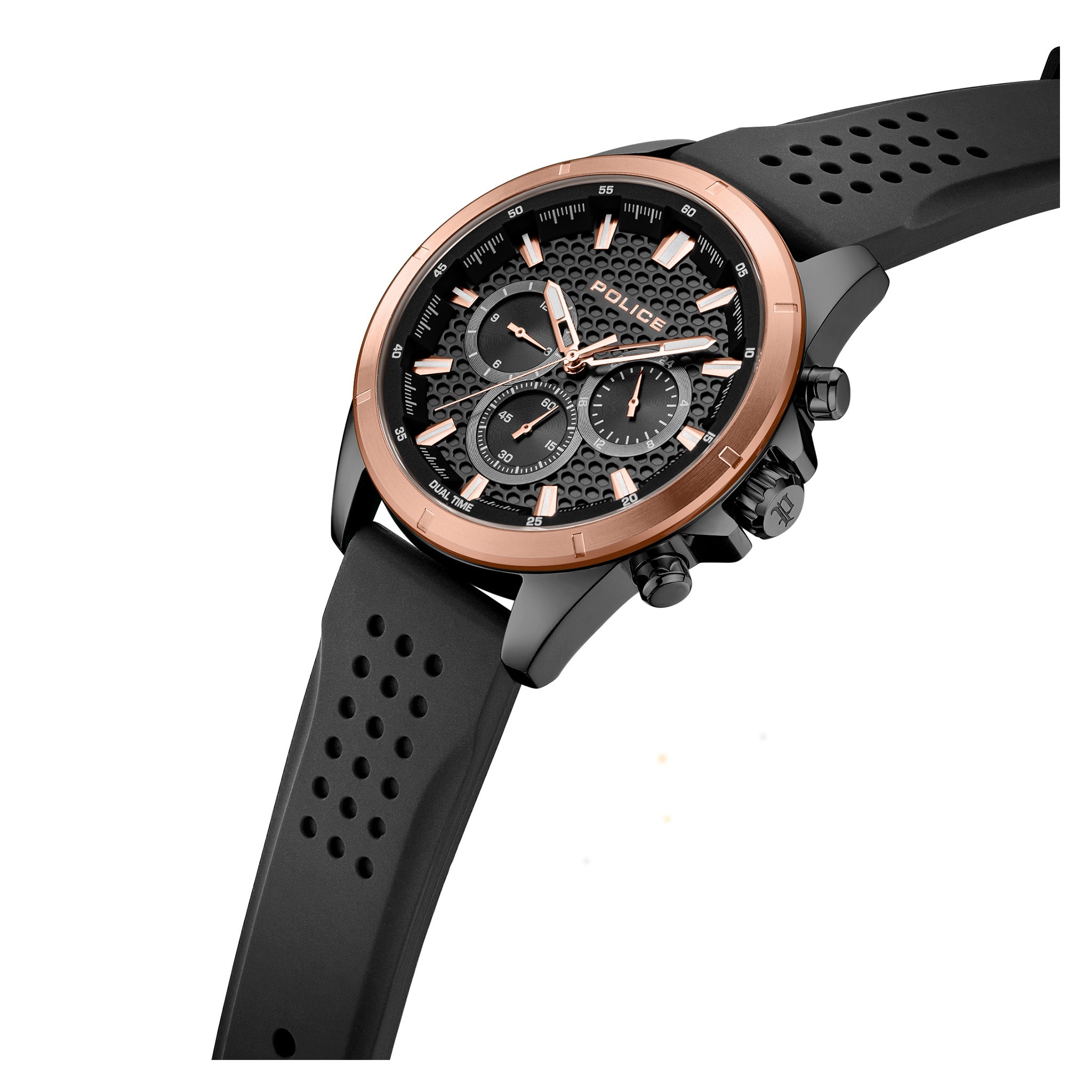 Police Silicone Black Dial Chronograph Men's Watch - PEWJQ2204110M