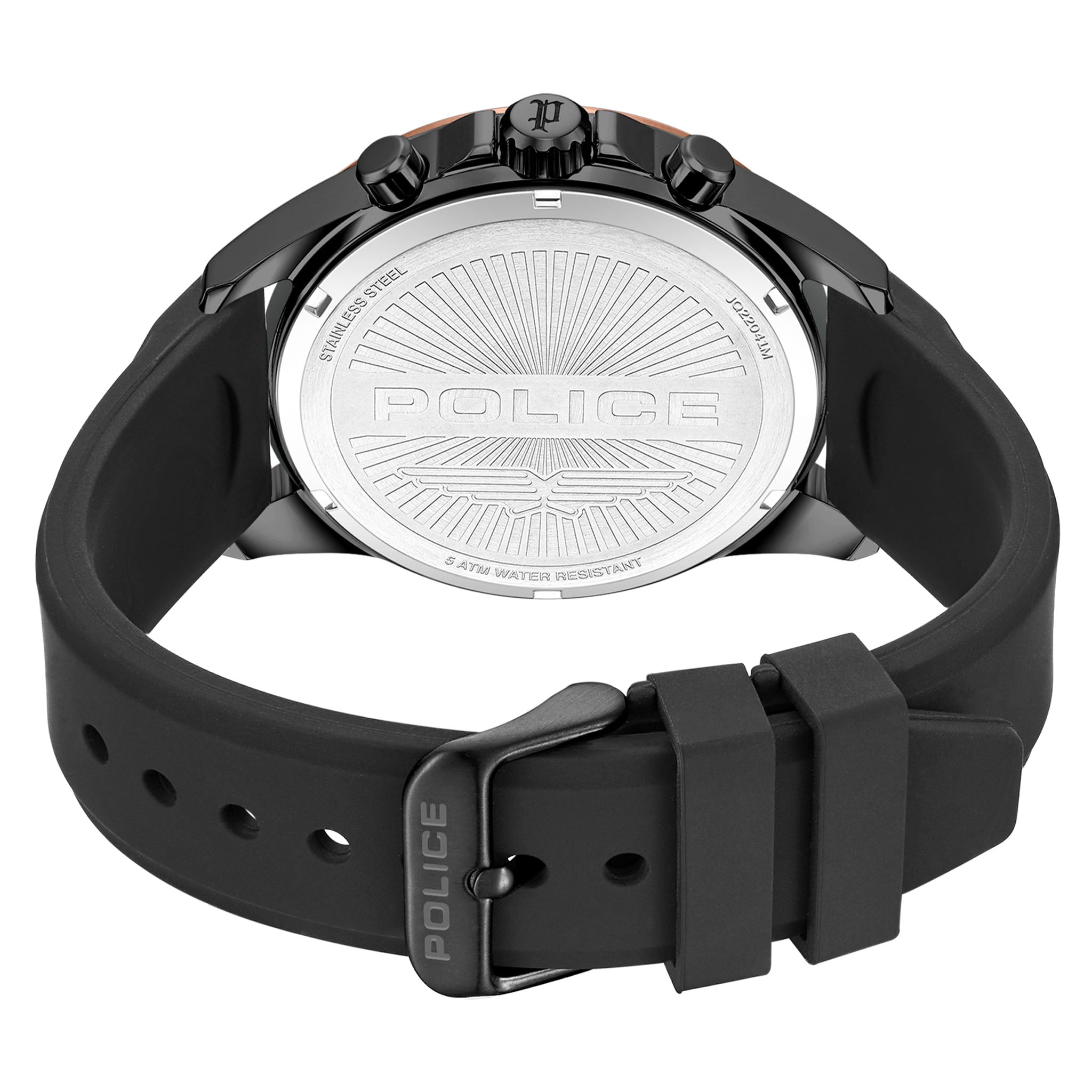 Police Silicone Black Dial Chronograph Men's Watch - PEWJQ2204110M