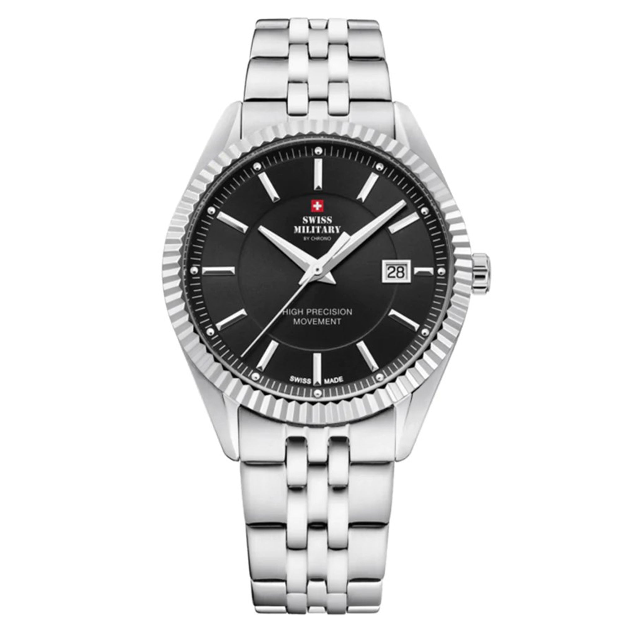 Swiss Military Stainless Steel Black Dial Men's Watch - SM34065.01