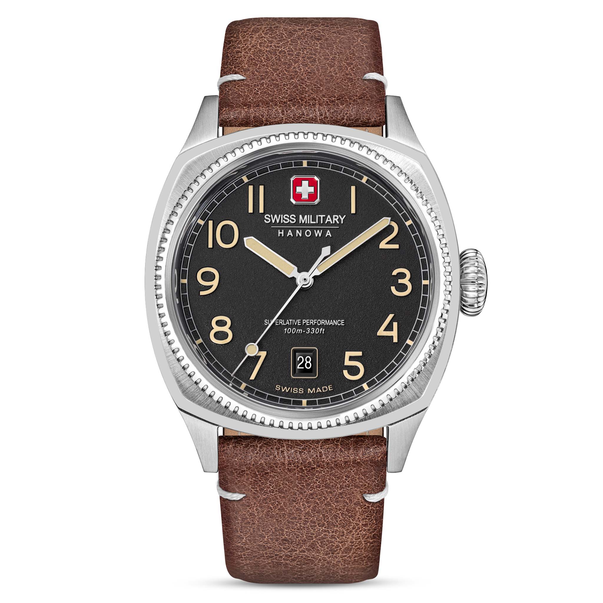 Swiss Military Hanowa Stainless Steel Black Dial Leather Men's Watch - SMWGB0003701