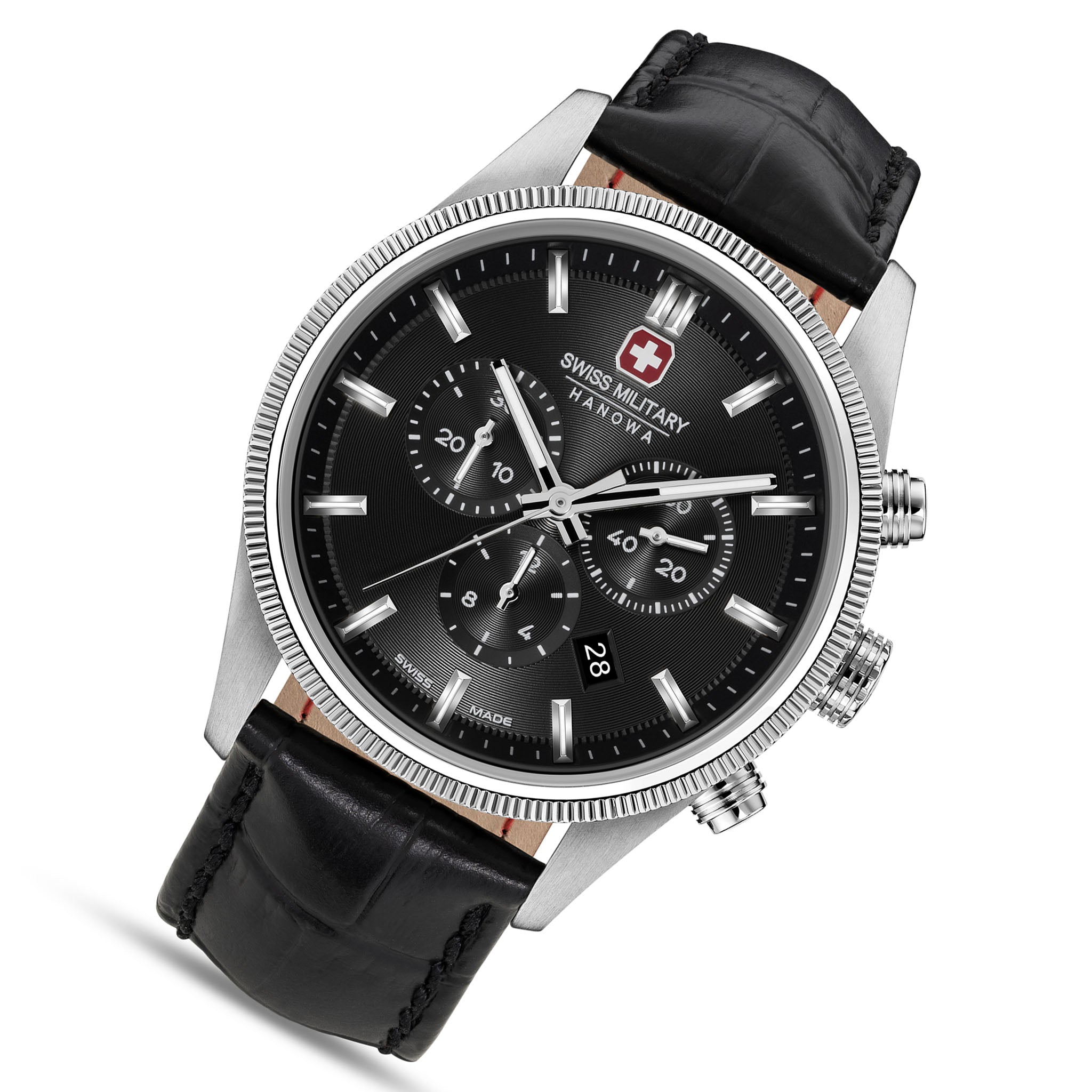 Swiss Military Hanowa Leather Black Dial Chronograph Men's Swiss Made Watch - SMWGC0003101