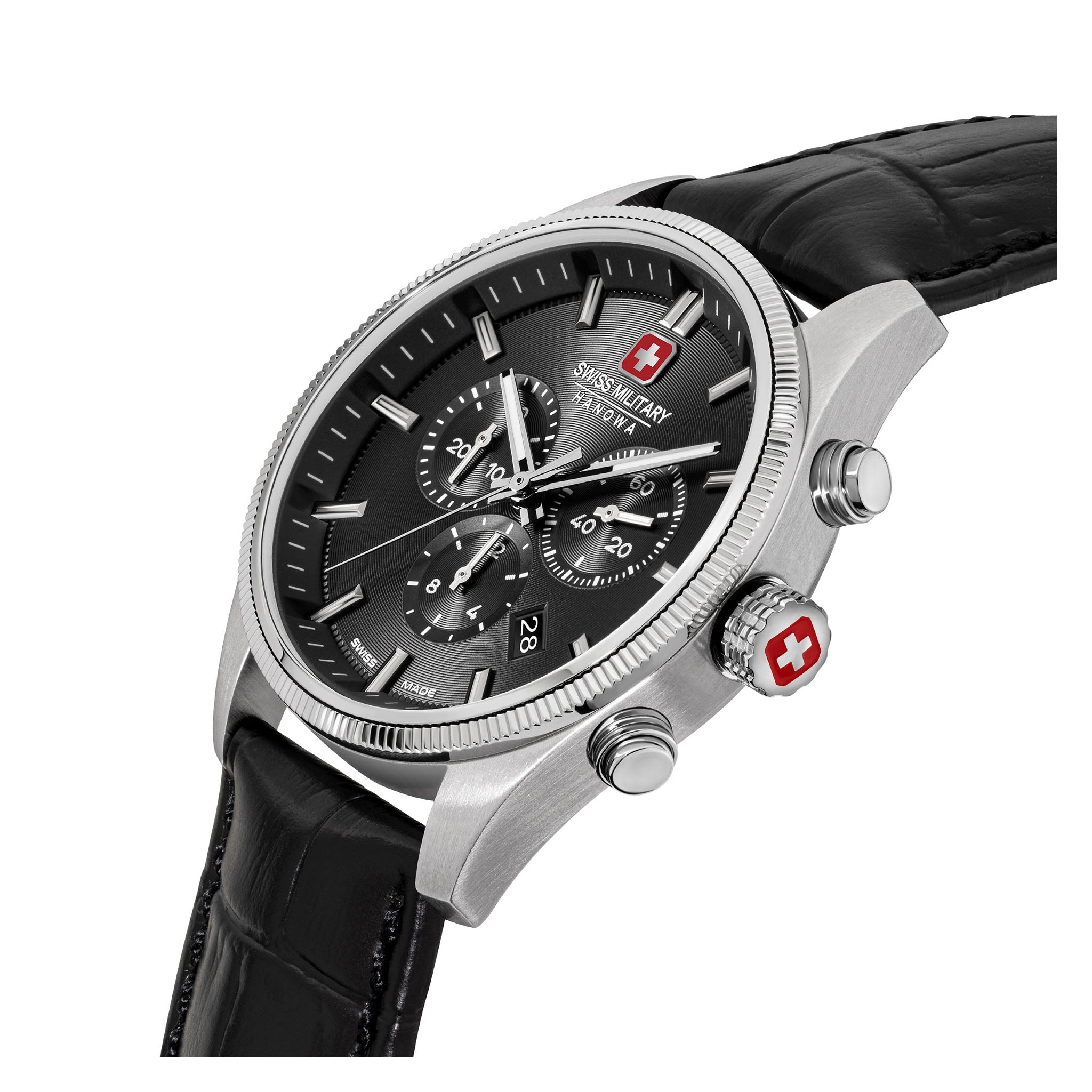 Swiss Military Hanowa Leather Black Dial Chronograph Men's Swiss Made Watch - SMWGC0003101