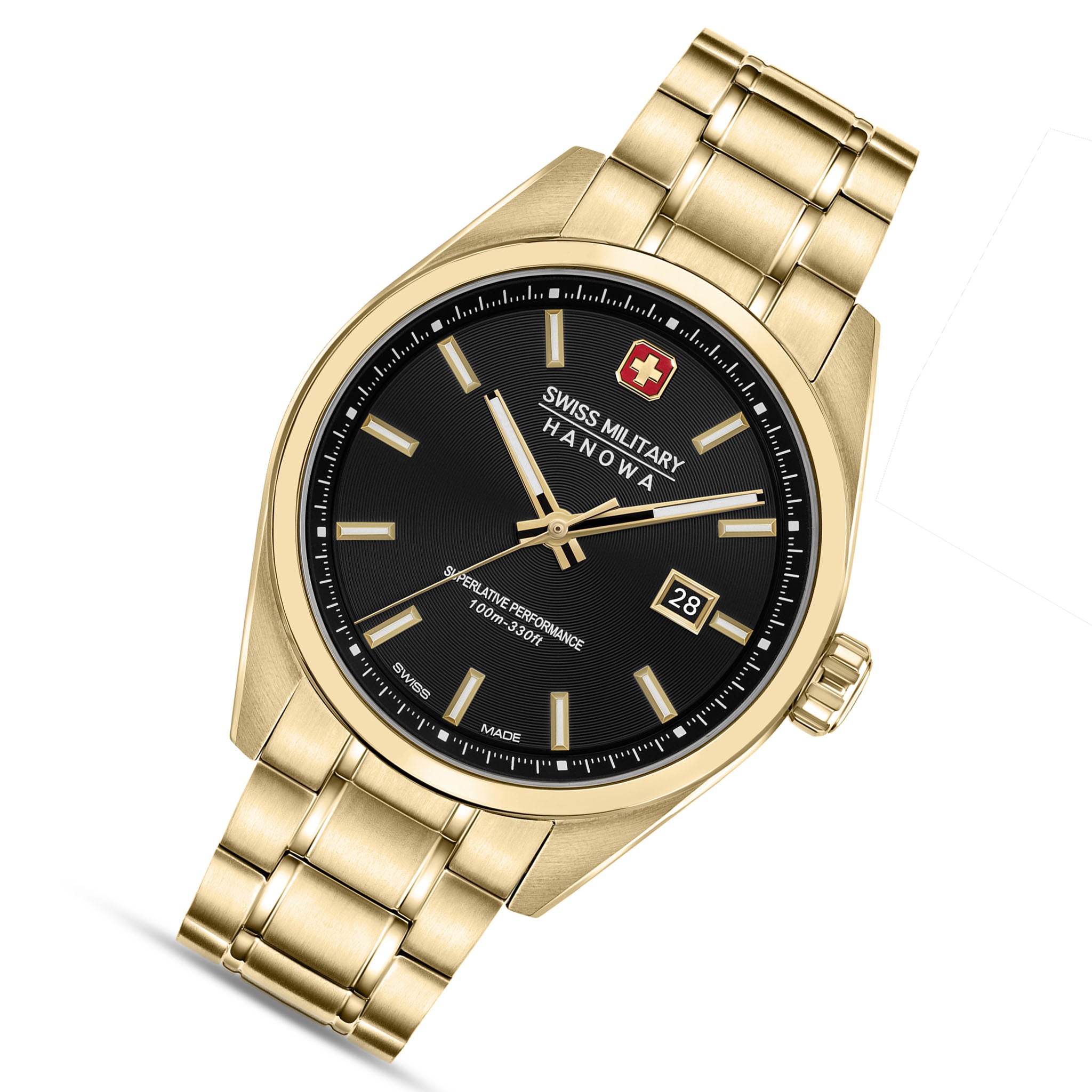 Swiss Military Hanowa Gold Steel Black Dial Men's Swiss Made Watch - SMWGH0004110