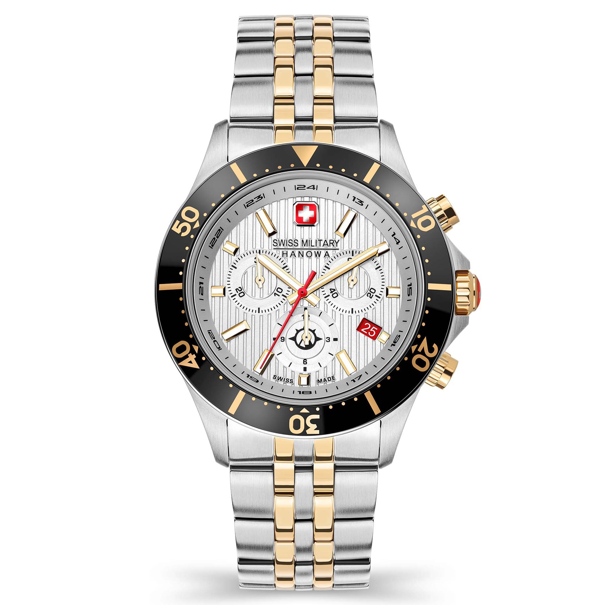 Swiss Military Hanowa Silver & Gold Two Tone Silver Dial Stainless Steel Men's Watch - SMWGI2100760