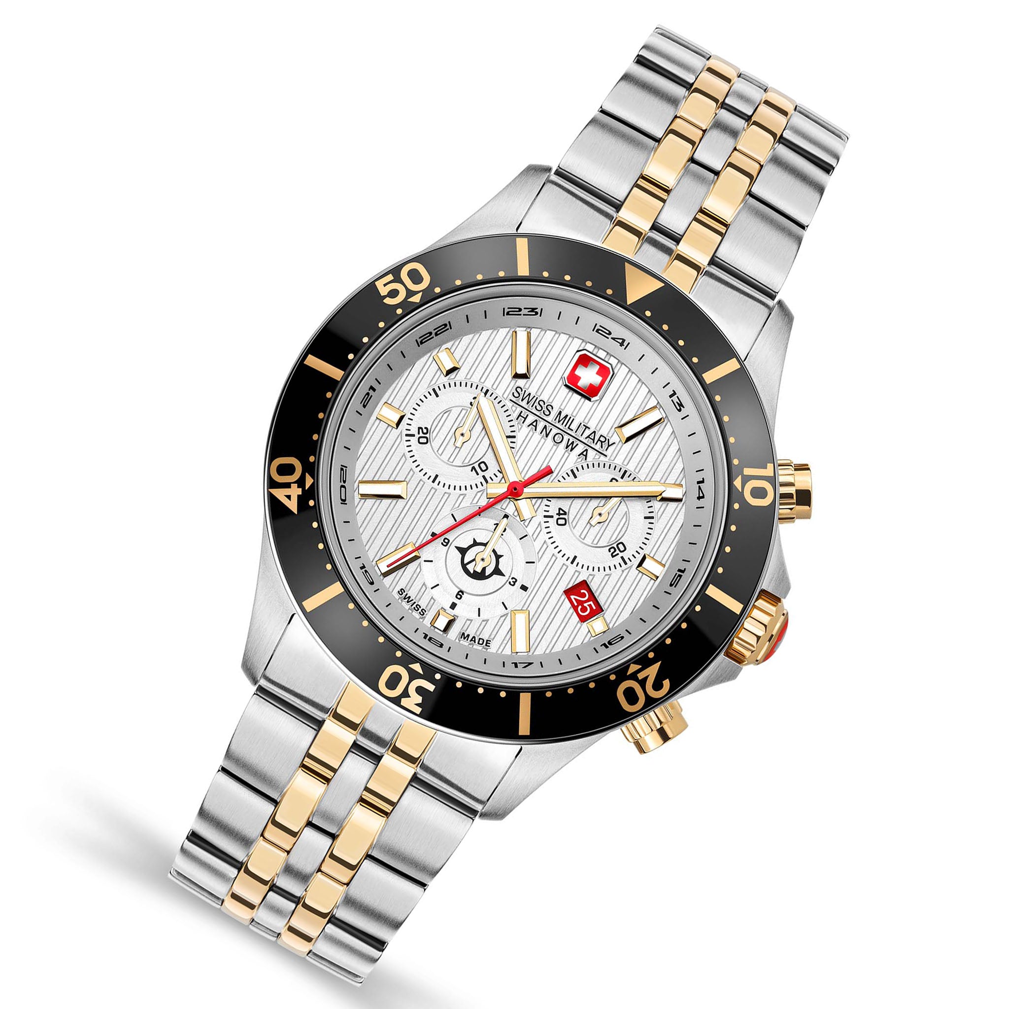 Swiss Military Hanowa Two-Tone Steel Silver Dial Chronograph Men's Swiss Made Watch - SMWGI2100760