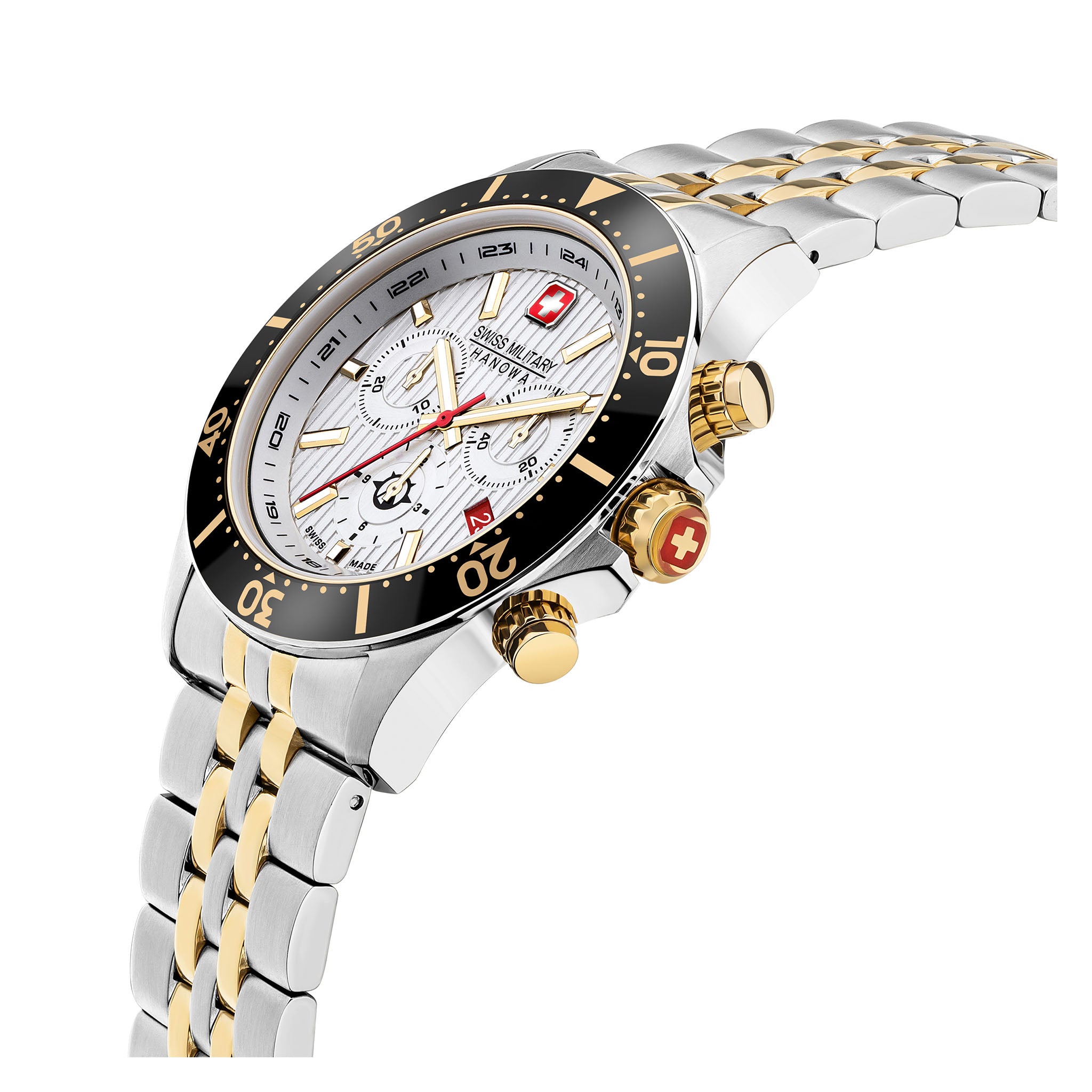 Swiss Military Hanowa Two-Tone Steel Silver Dial Chronograph Men's Swiss Made Watch - SMWGI2100760