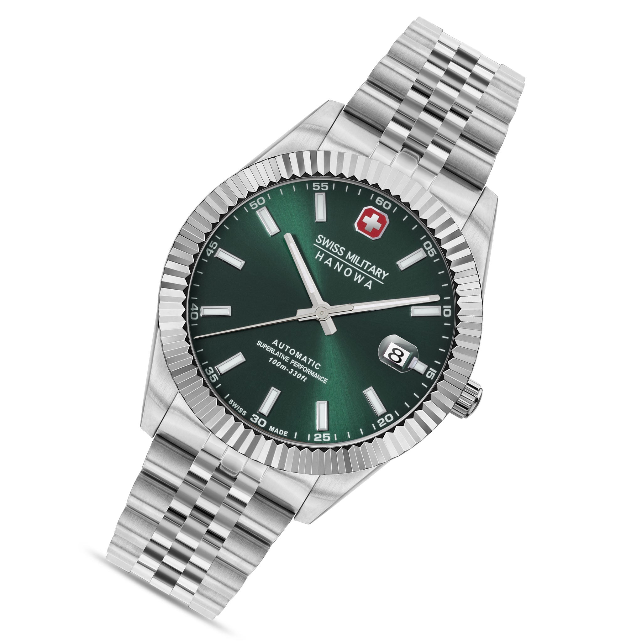Swiss Military Hanowa Stainless Steel Olive Dial Men's Automatic Swiss Made Watch - SMWGL0002103