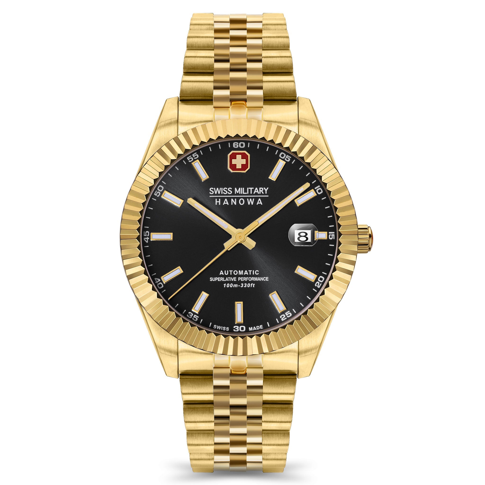 Swiss Military Hanowa Gold Steel Color Black Dial Stainless Steel Men's Watch - SMWGL0002110