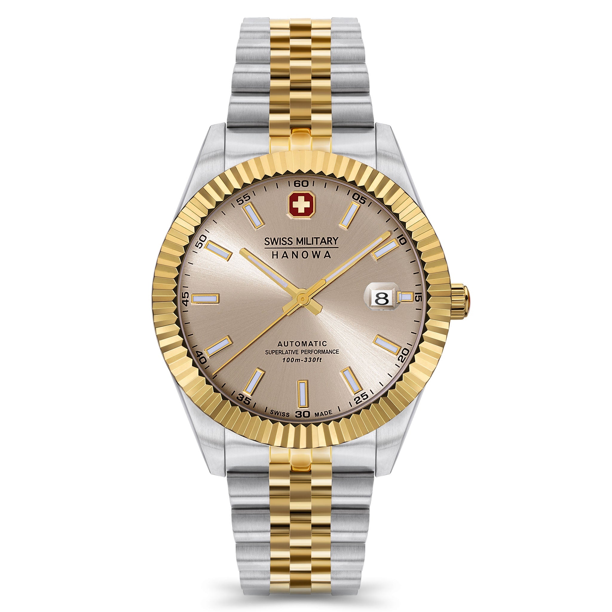 Swiss Military Hanowa Silver & Gold Two Tone Warm Grey Dial Stainless Steel Men's Watch - SMWGL0002160