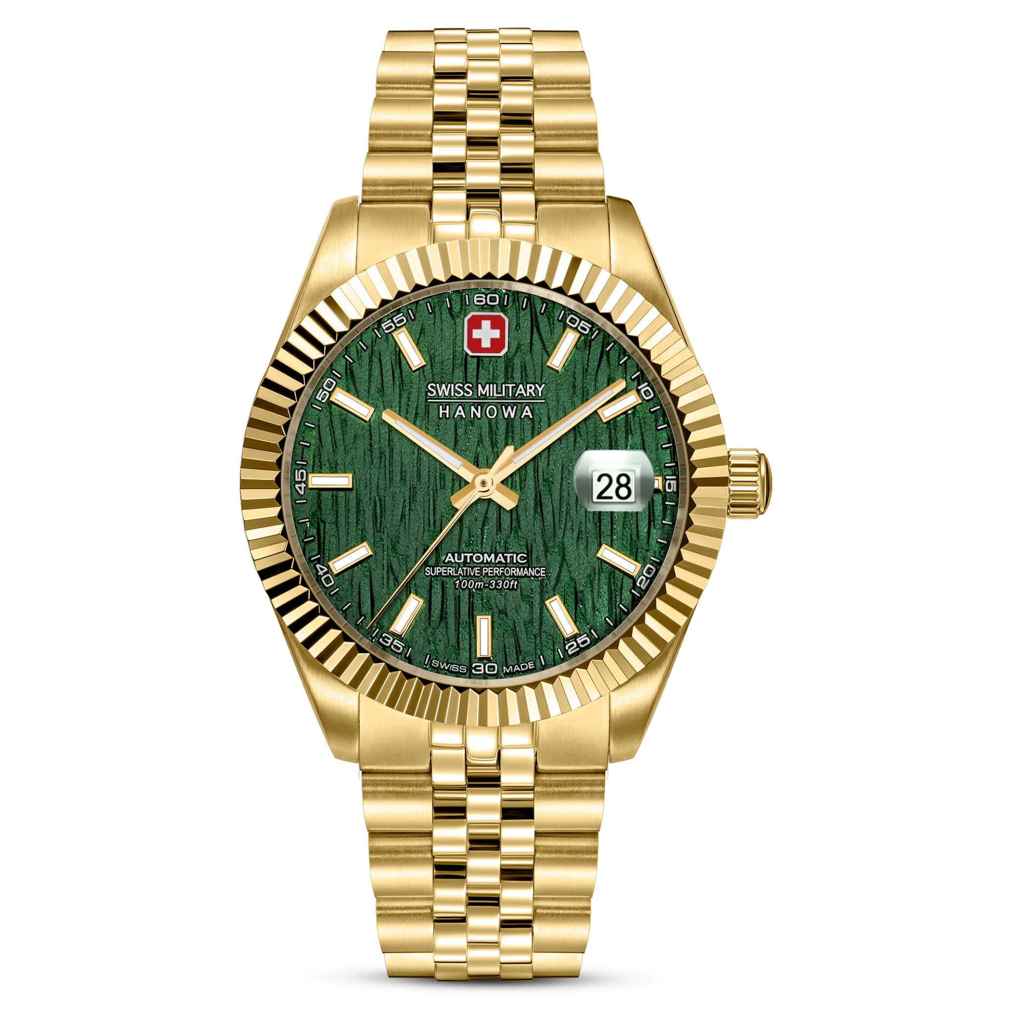 Swiss Military Hanowa Gold Steel Color Green Dial Stainless Steel Men's Watch - SMWGL0005412