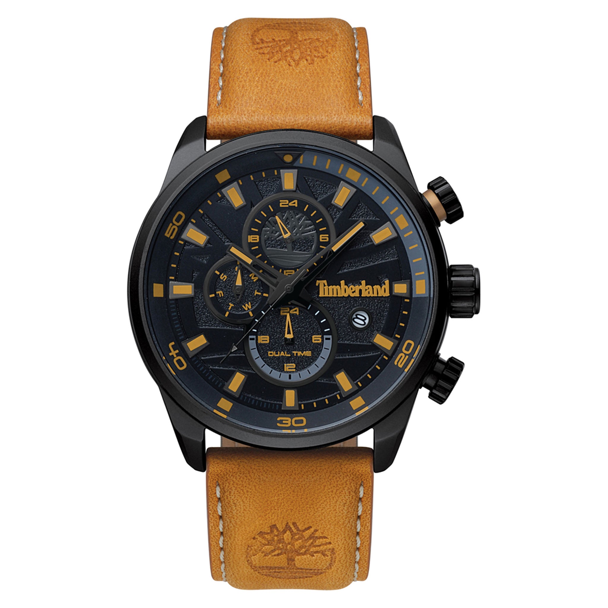 Timberland Brown Leather Black Dial Chronograph Men's Watch - TBL.14816JLB/02