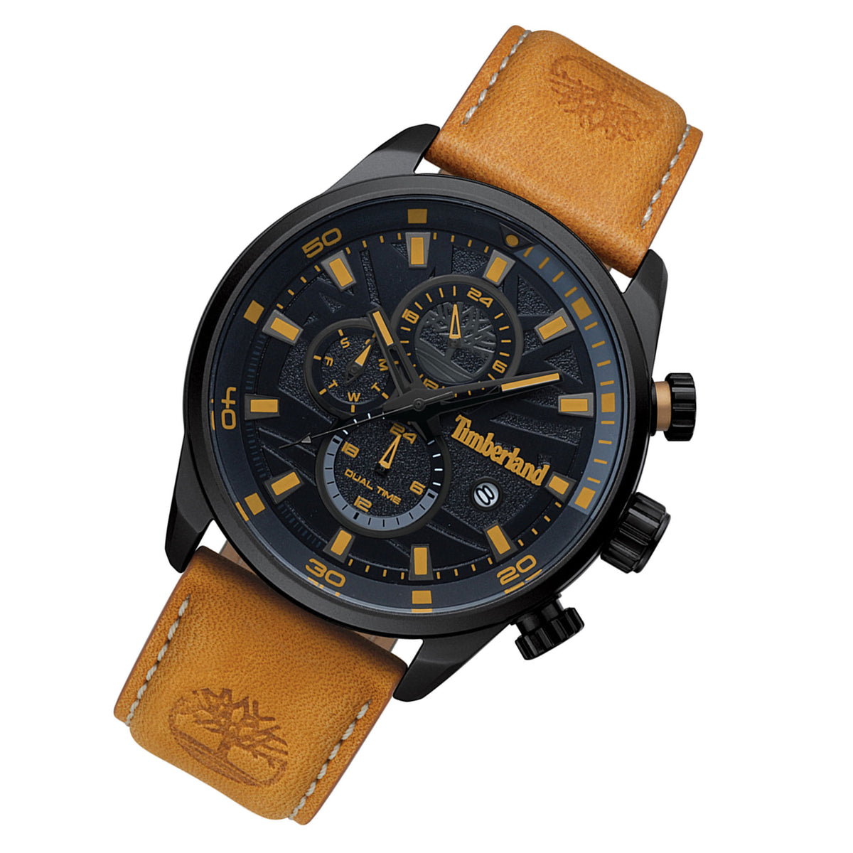 Timberland Brown Leather Black Dial Chronograph Men's Watch - TBL.14816JLB/02