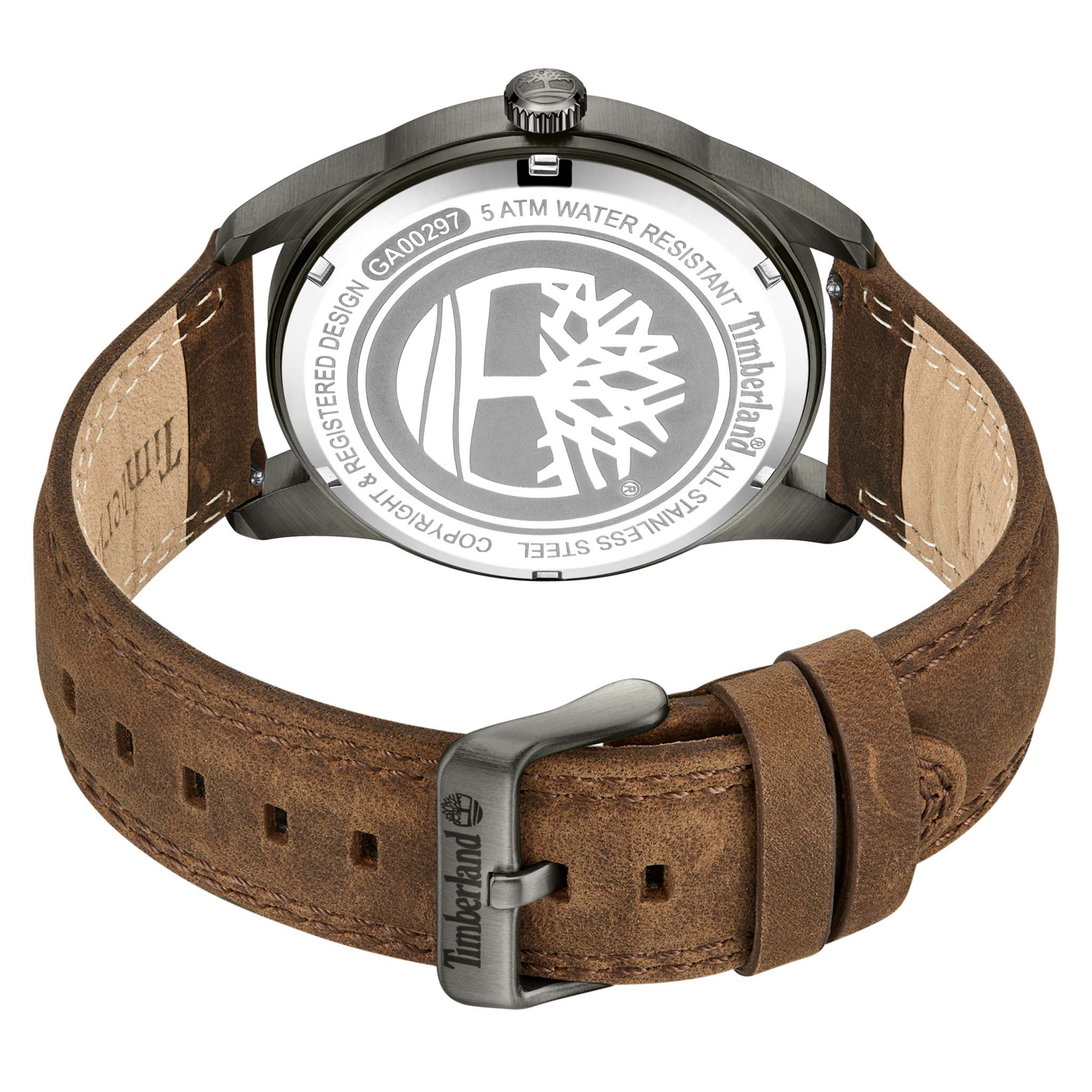 Timberland Dark Brown Leather Black Dial Multi-Function Men's Watch - TDWGA0029703