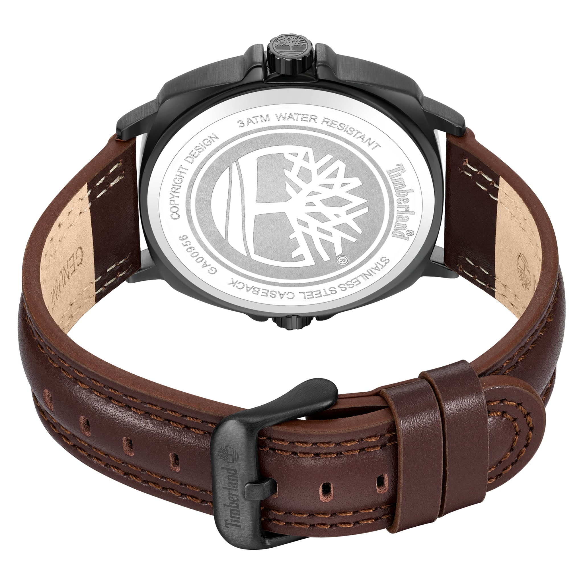 Timberland Dark Brown Leather Black Dial Men's Watch - TDWGA0095603