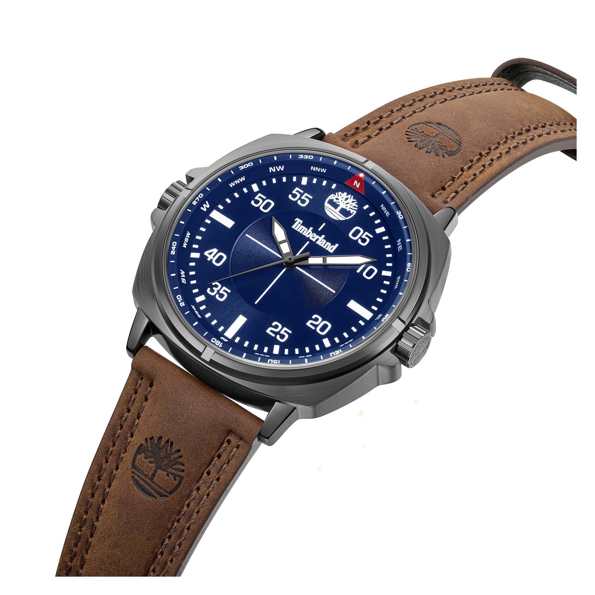 Timberland Dark Brown Leather Blue Dial Men's Watch - TDWGA0095604