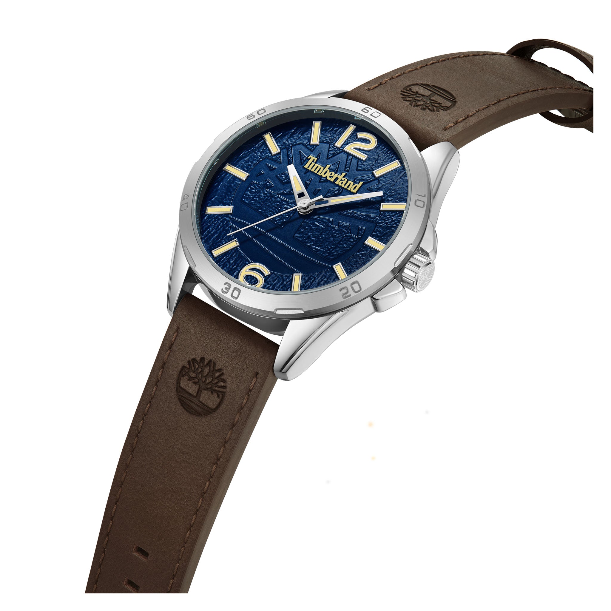 Timberland Brown Leather Blue Dial Men's Watch - TDWGA9010102M