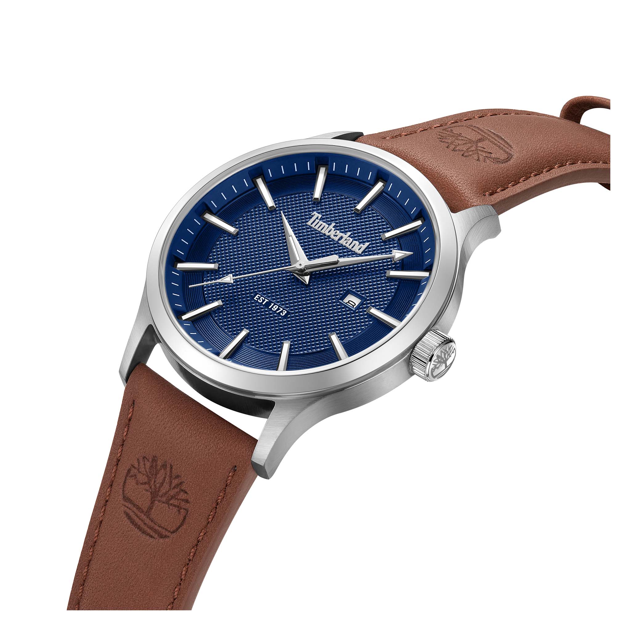 Timberland Brown Leather Blue Dial Men's Watch - TDWGB0041001