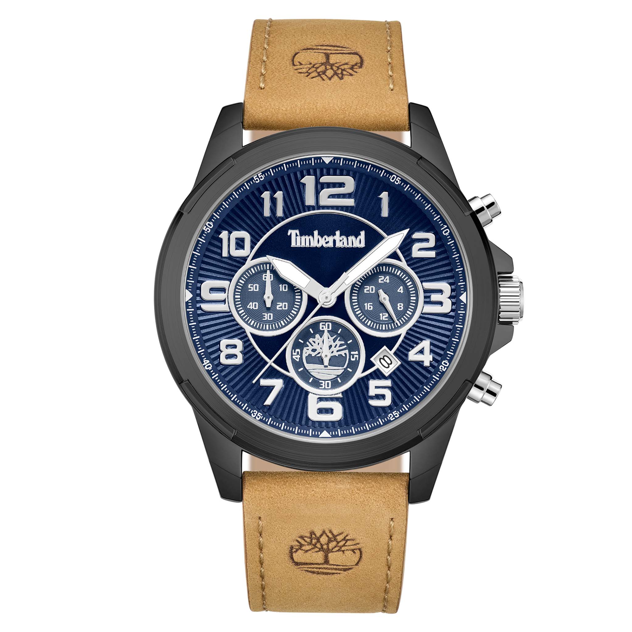 Timberland Tan Leather Blue Dial Chronograph Men's Watch - TDWGC9010001