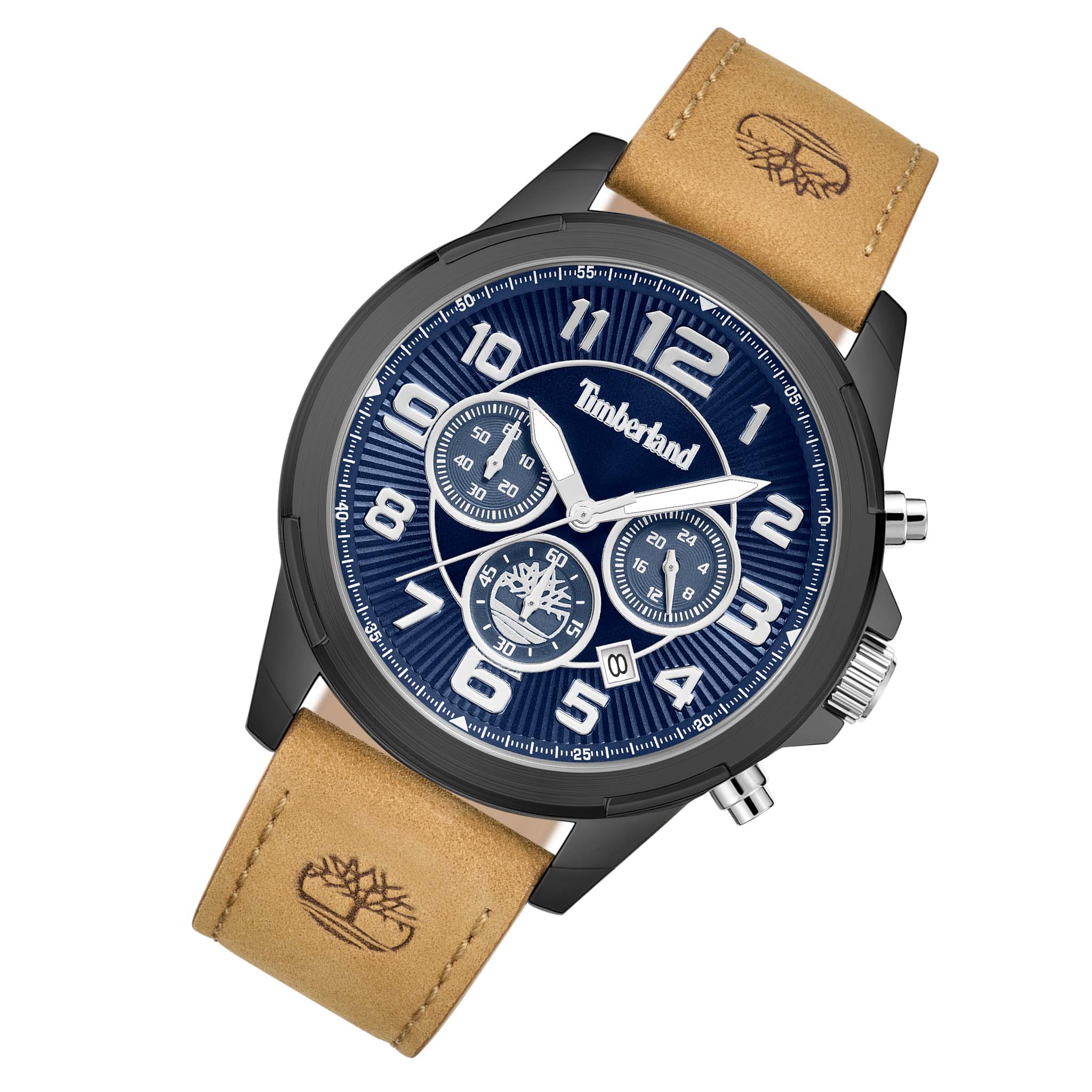 Timberland Tan Leather Blue Dial Chronograph Men's Watch - TDWGC9010001