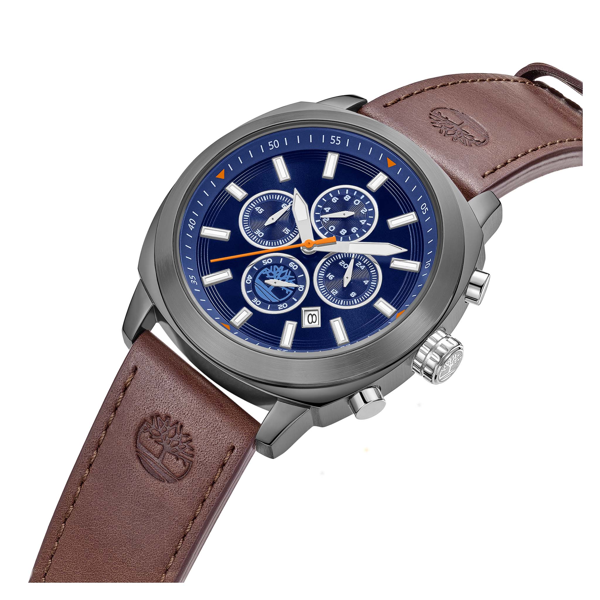 Timberland Brown Leather Blue Dial Chronograph Men's Watch - TDWGC9010701