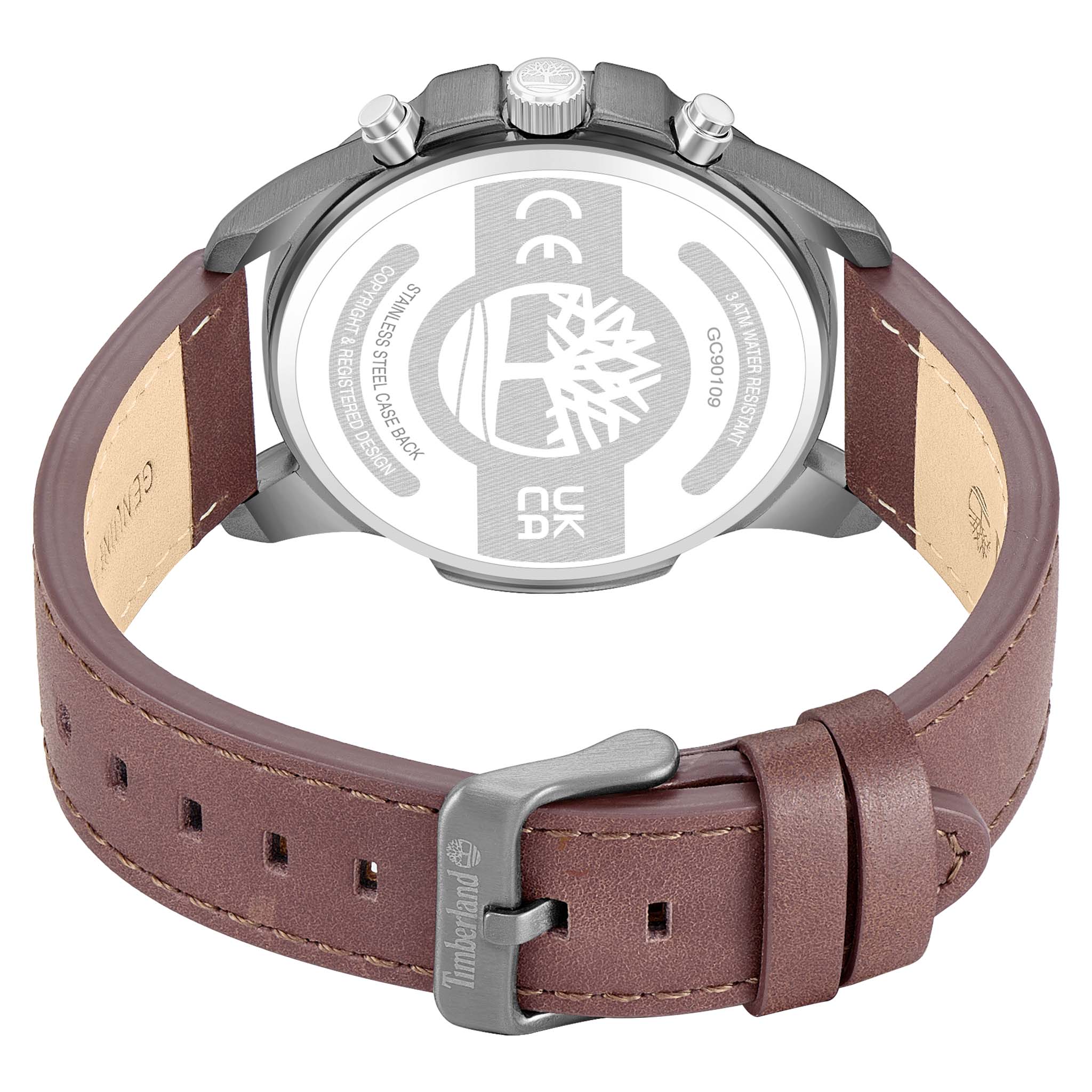 Timberland Brown Leather Green Dial Chronograph Men's Watch - TDWGC9010903