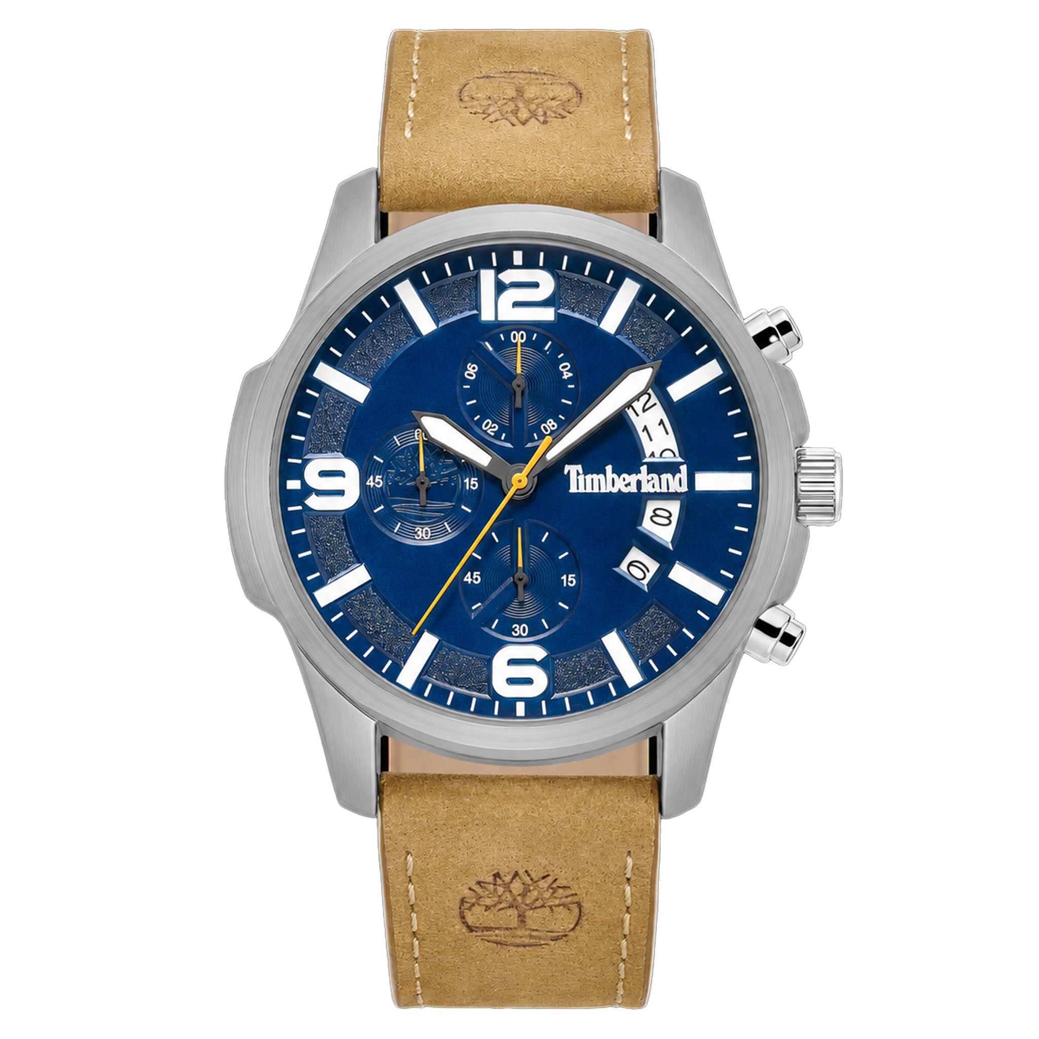 Timberland Tan Leather Blue Dial Chronograph Men's Watch - TDWGC9011001