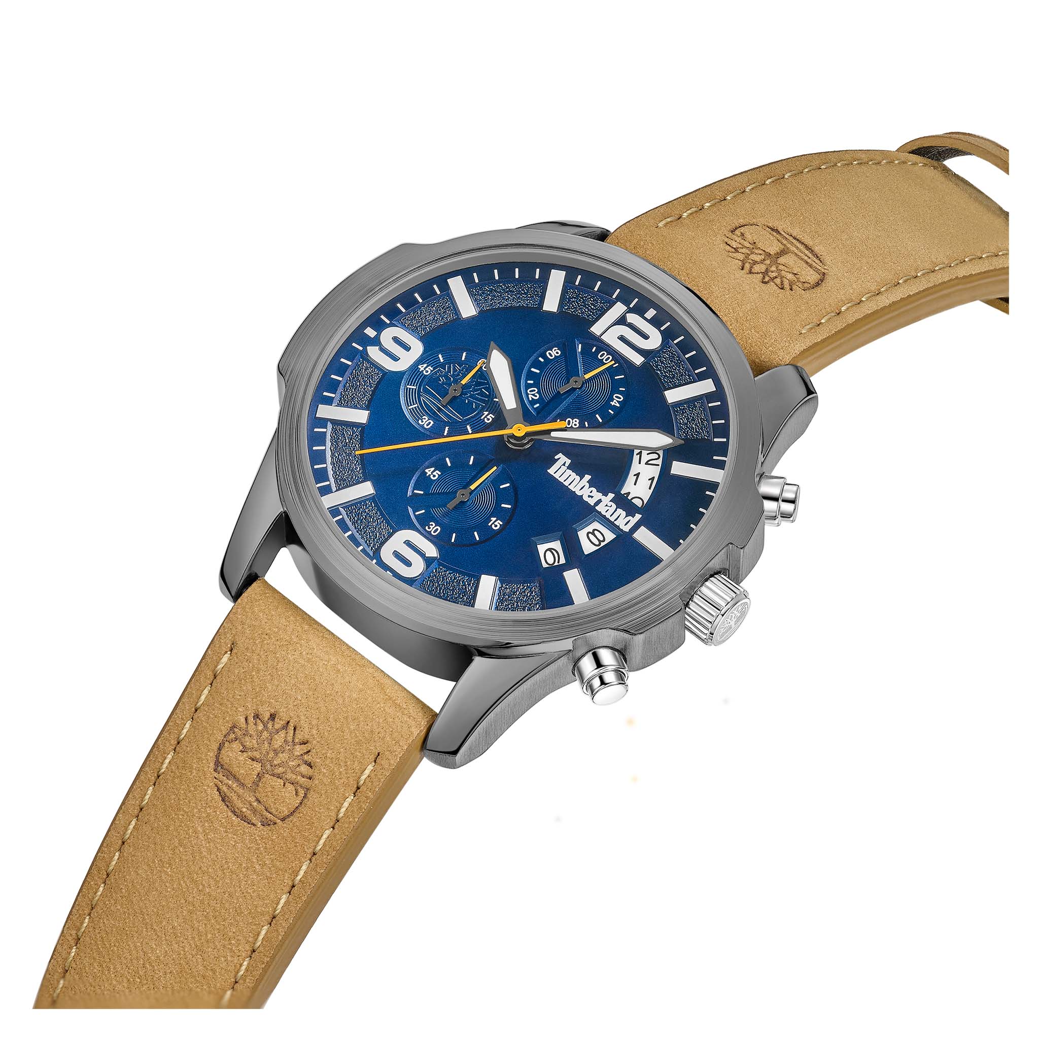 Timberland Tan Leather Blue Dial Chronograph Men's Watch - TDWGC9011001