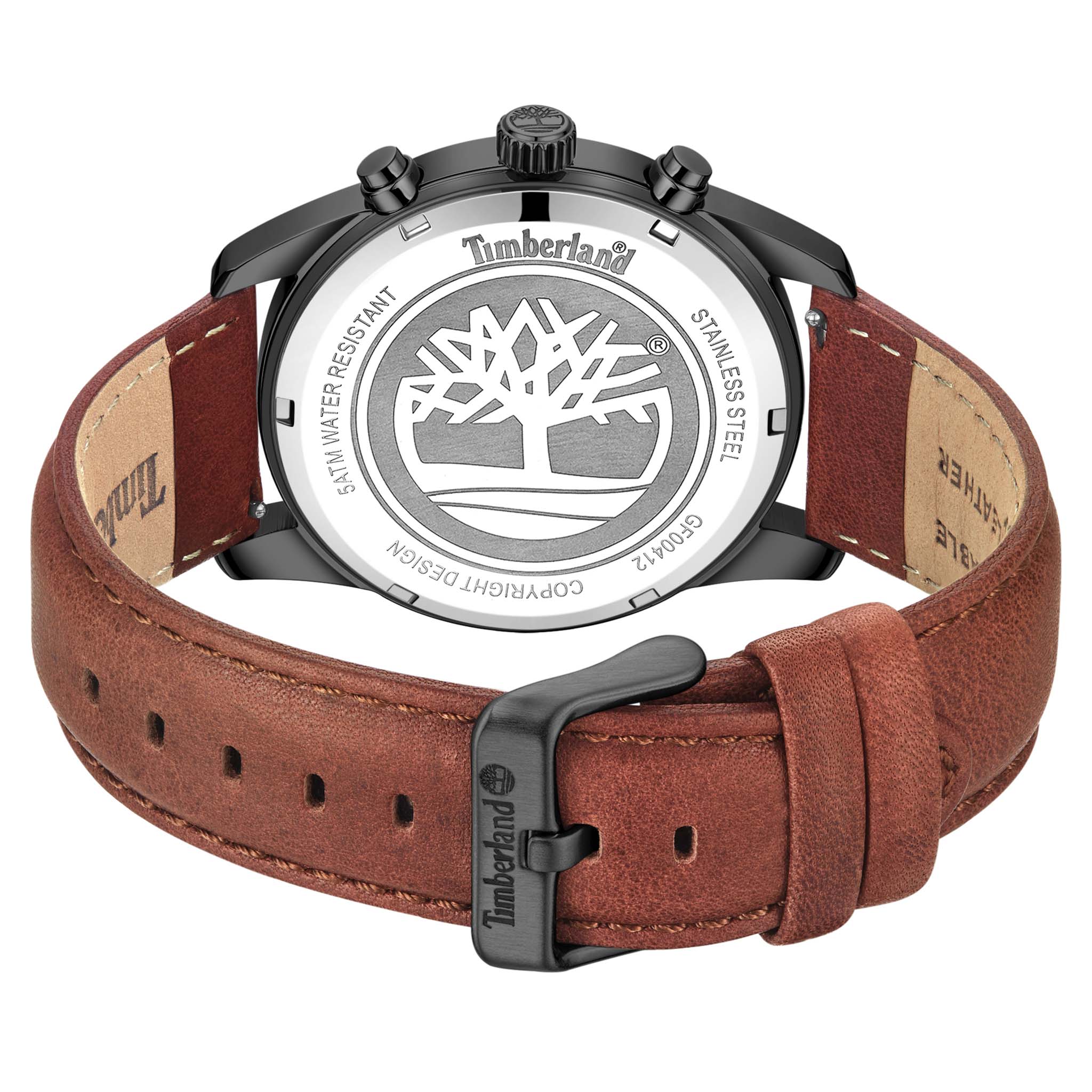 Timberland Brown Leather Blue Dial Chronograph Men's Watch - TDWGF0041204
