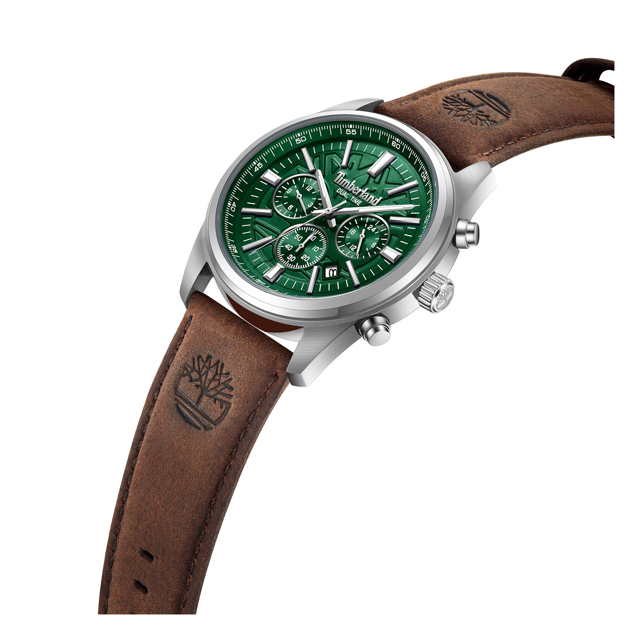 Timberland Brown Leather Green Dial Chronograph Men's Watch - TDWGF0041206