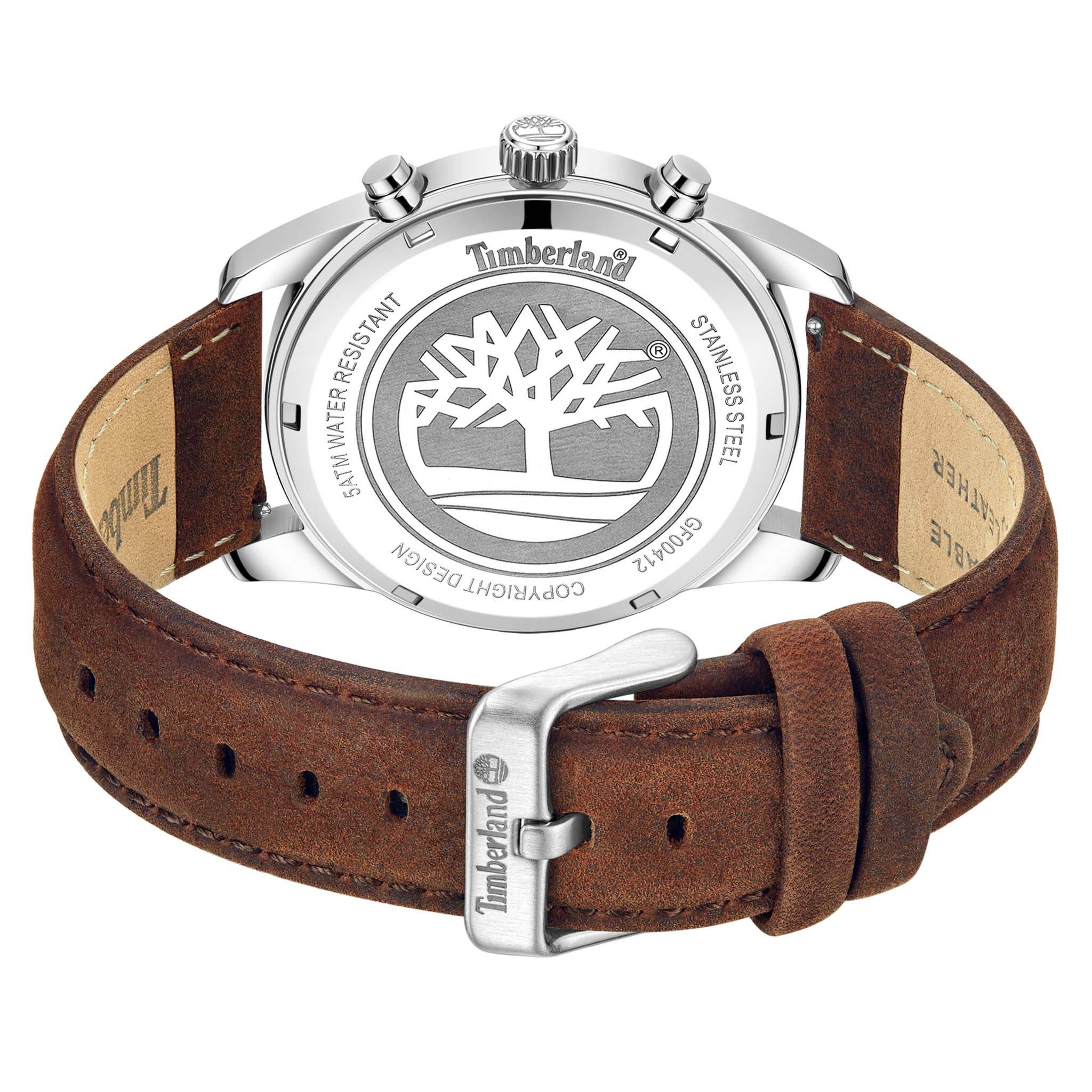 Timberland Brown Leather Green Dial Chronograph Men's Watch - TDWGF0041206
