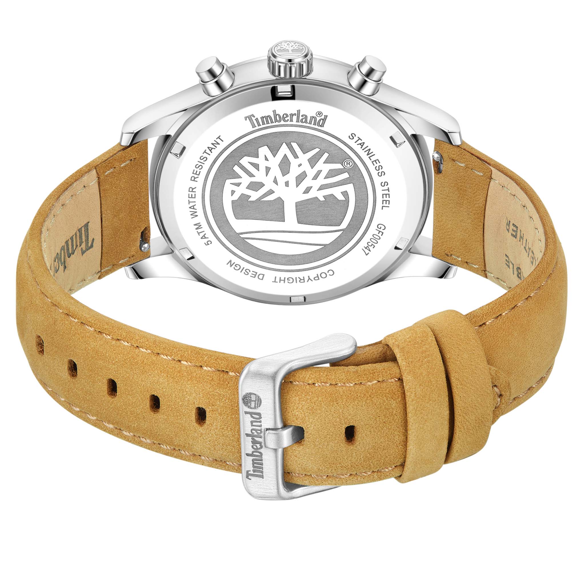 Timberland Tan Leather Blue Dial Chronograph Men's Watch - TDWGF0054701