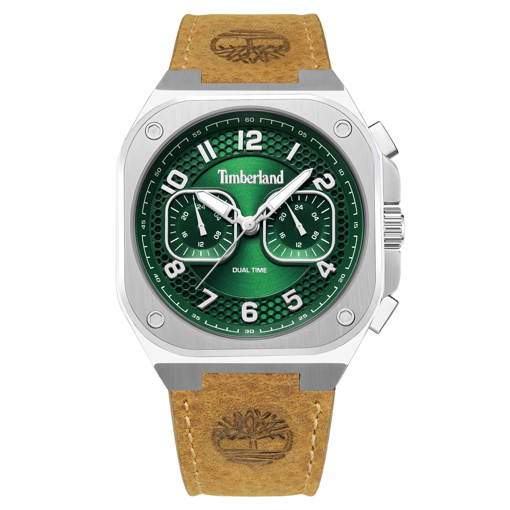 Timberland Tan Leather Green Dial Multi-Function Men's Watch - TDWGF0055002