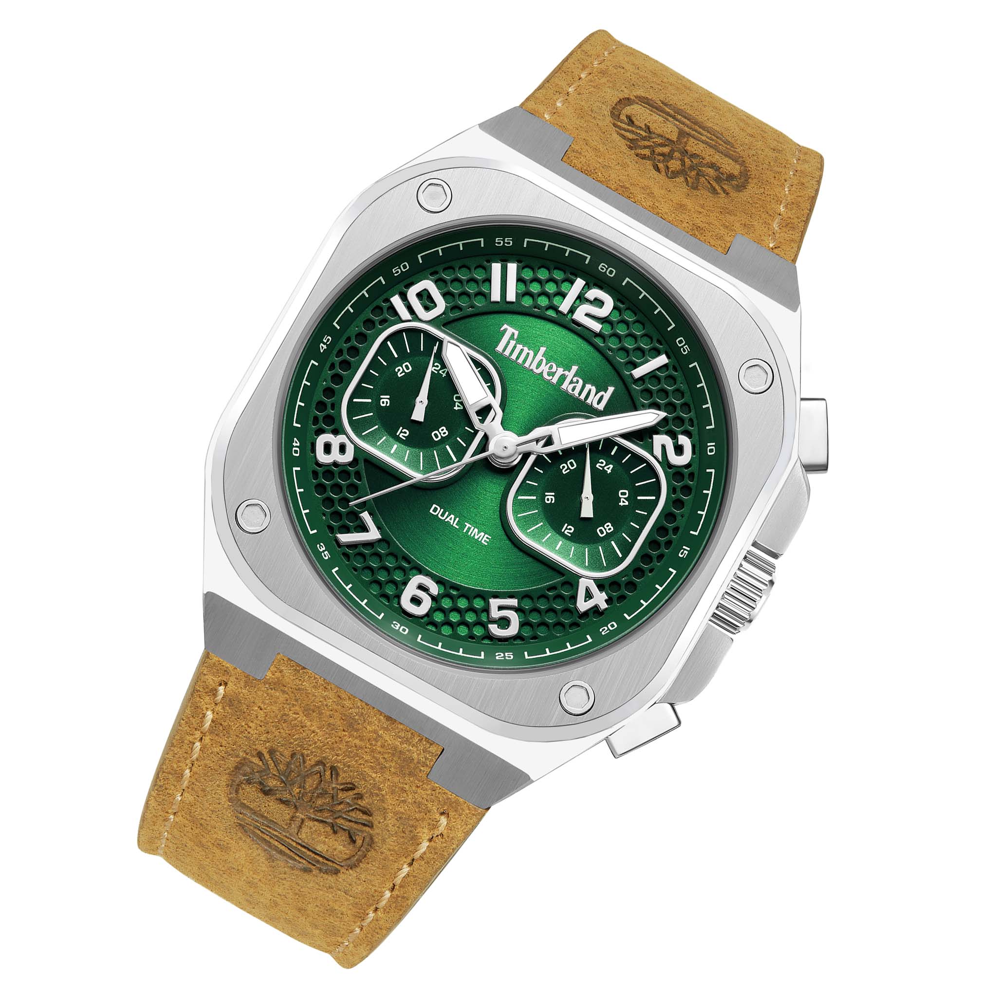 Timberland Tan Leather Green Dial Multi-Function Men's Watch - TDWGF0055002