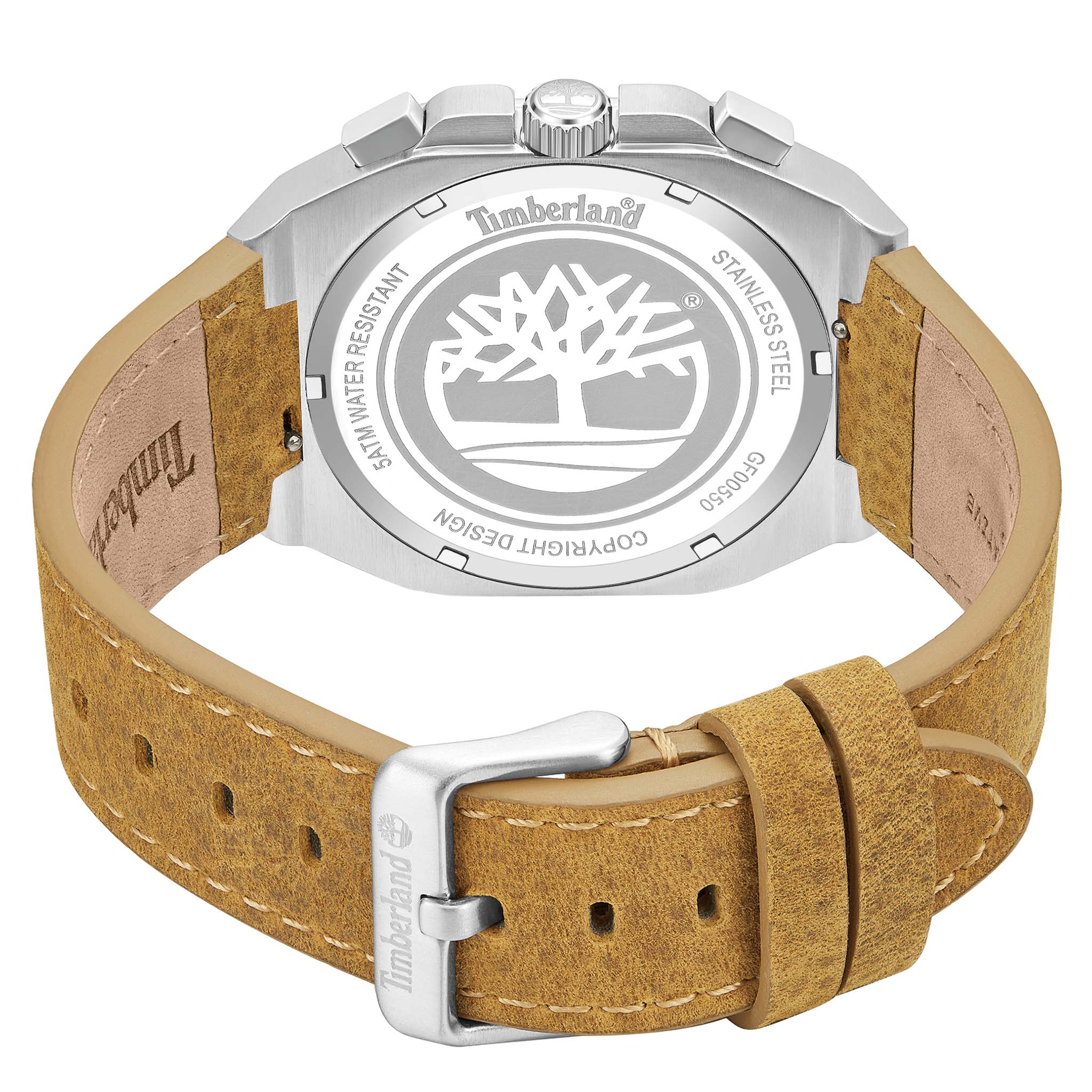 Timberland Tan Leather Green Dial Multi-Function Men's Watch - TDWGF0055002