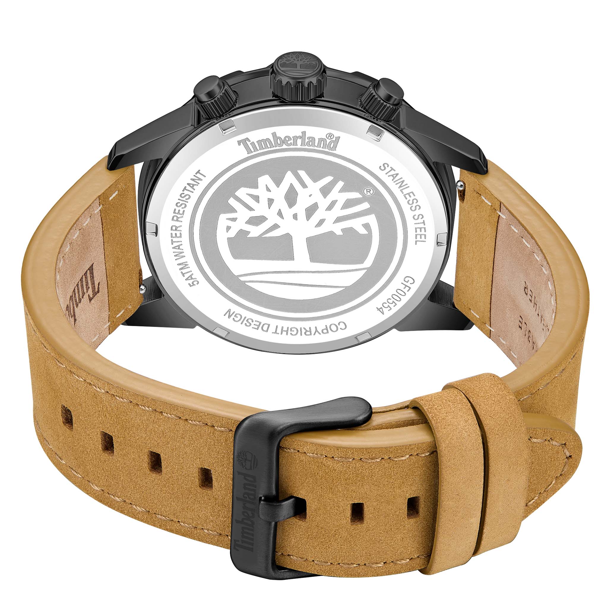 Timberland Tan Leather Black Dial Chronograph Men's Watch - TDWGF0055403