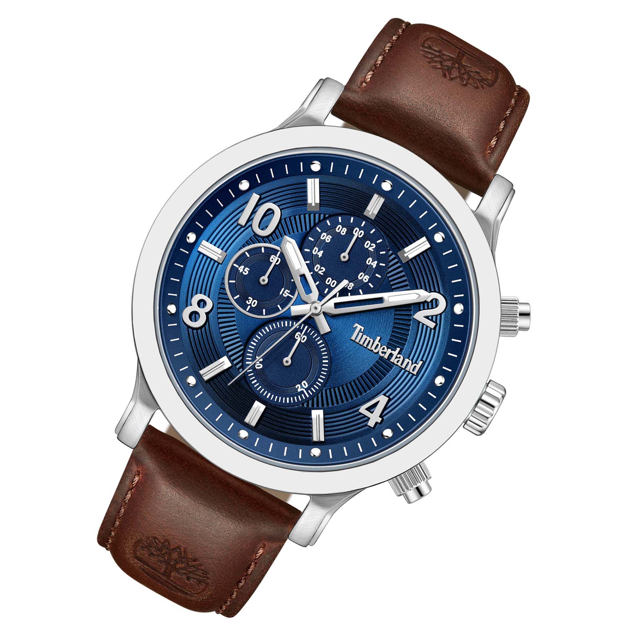 Timberland Brown Leather Blue Dial Chronograph Men's Watch - TDWGF0055702