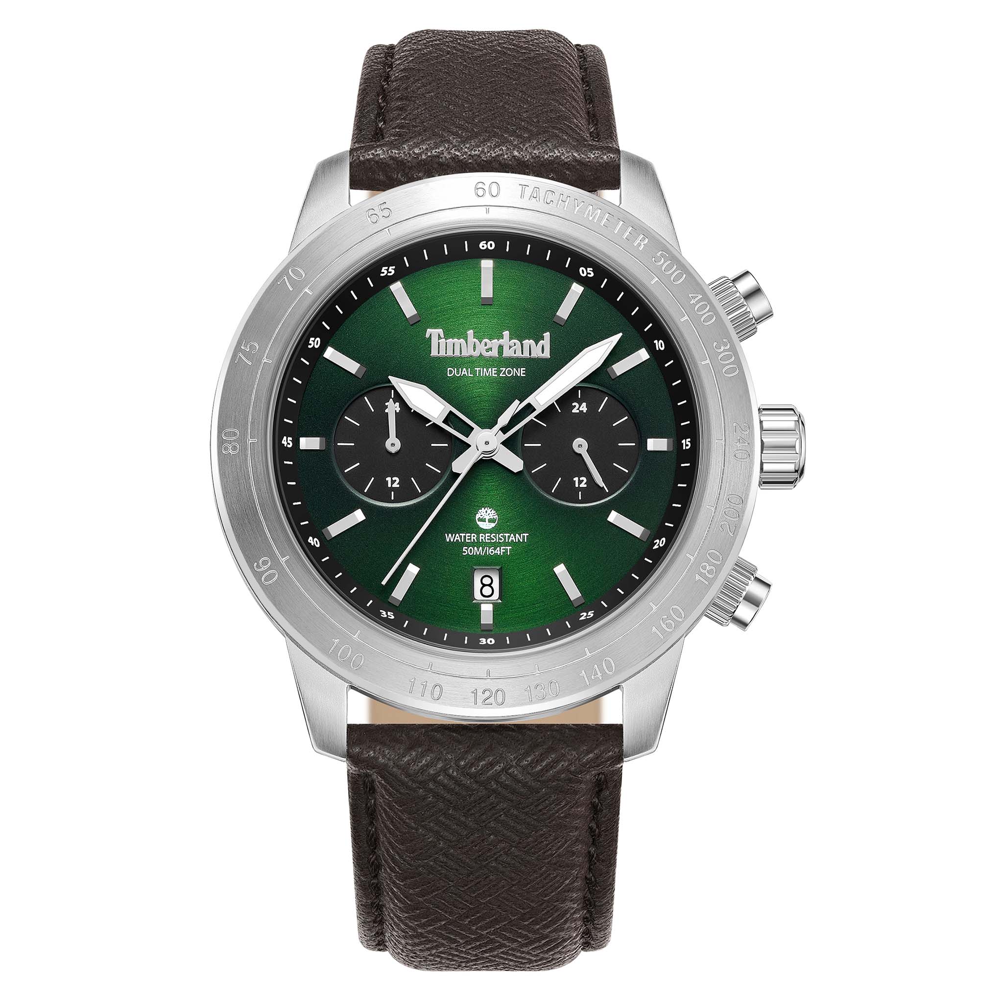 Timberland Brown Leather Green Dial Muti-Function Men's Watch - TDWGF0075103