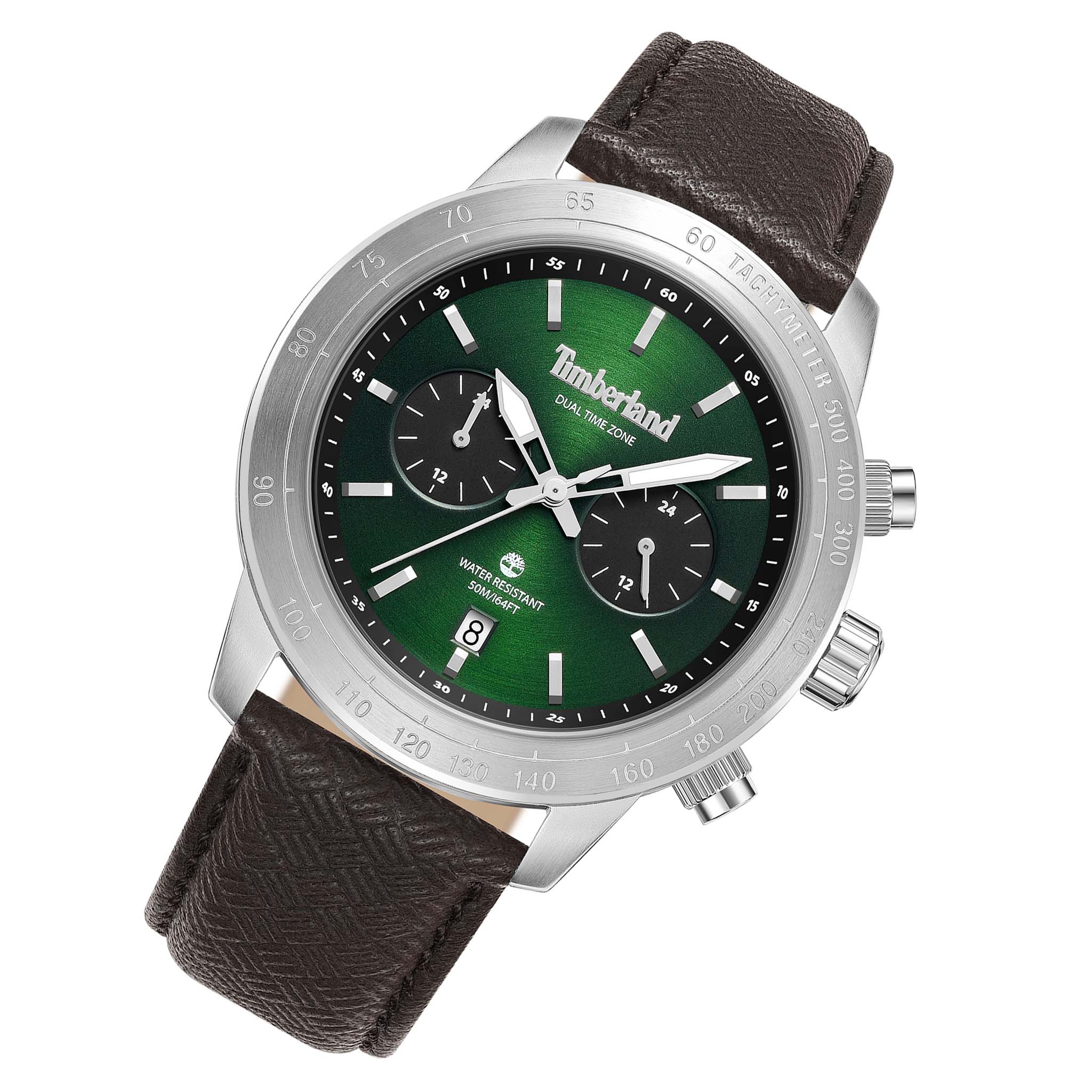 Timberland Brown Leather Green Dial Muti-Function Men's Watch - TDWGF0075103