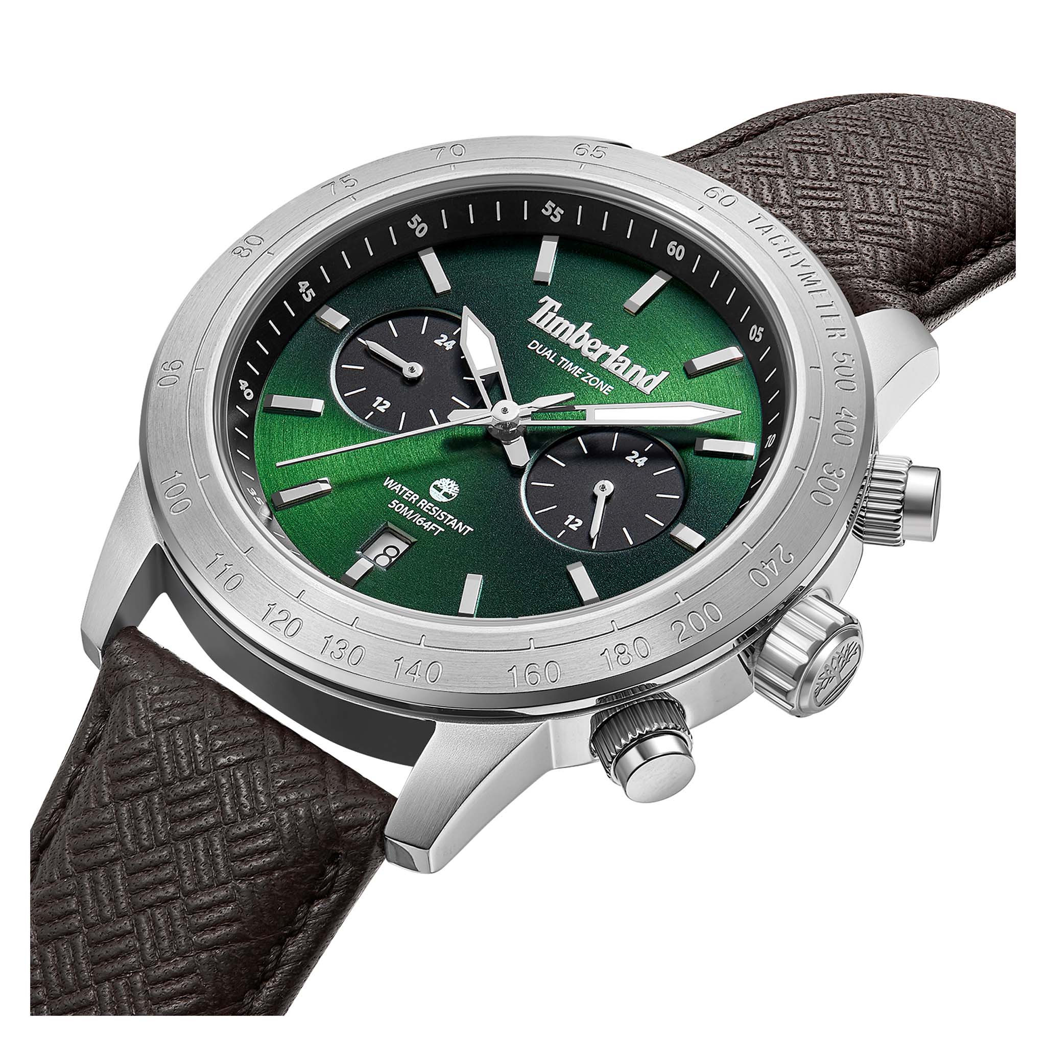 Timberland Brown Leather Green Dial Muti-Function Men's Watch - TDWGF0075103