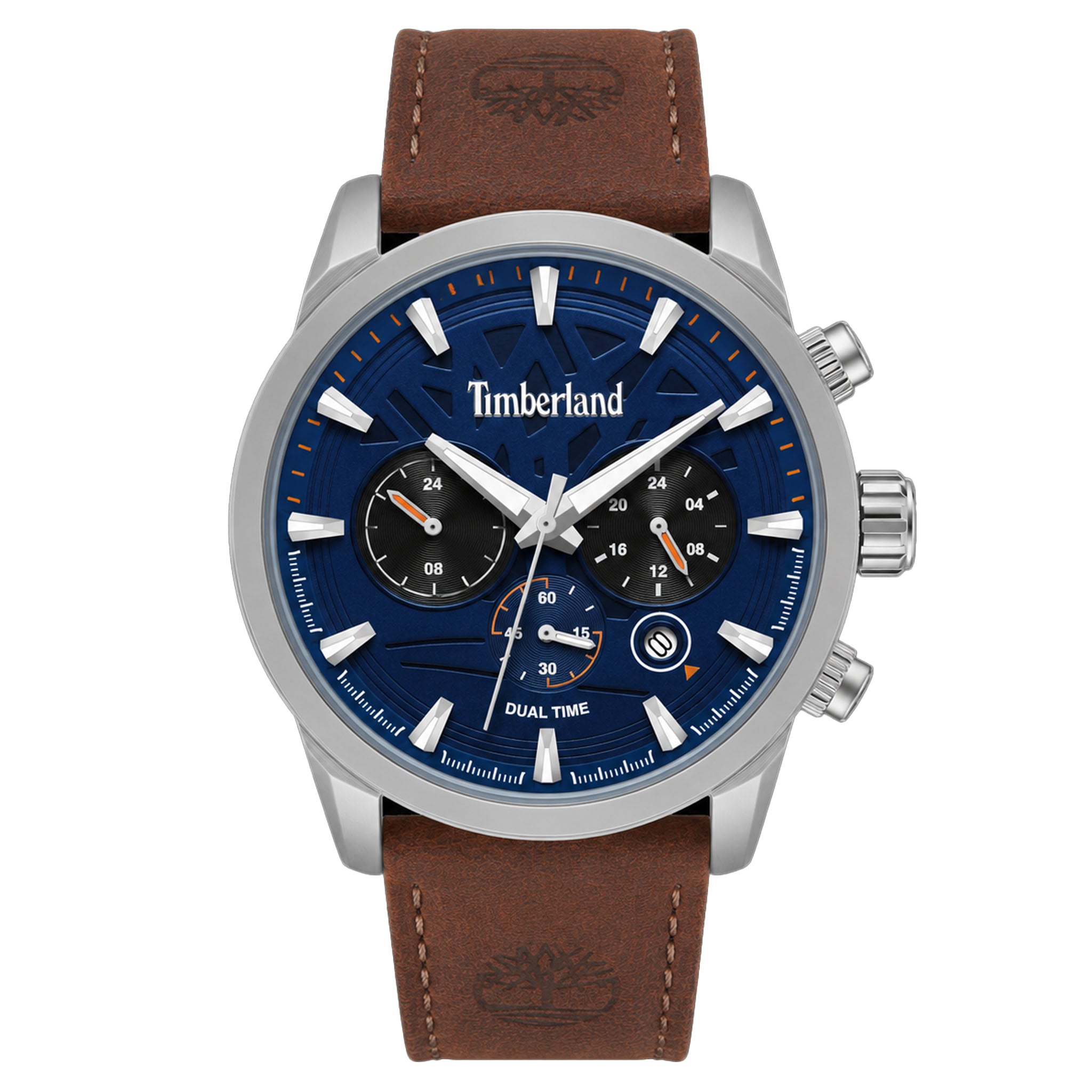 Timberland Dark Brown Leather Blue Dial Chronograph Men's Watch - TDWGF0095001
