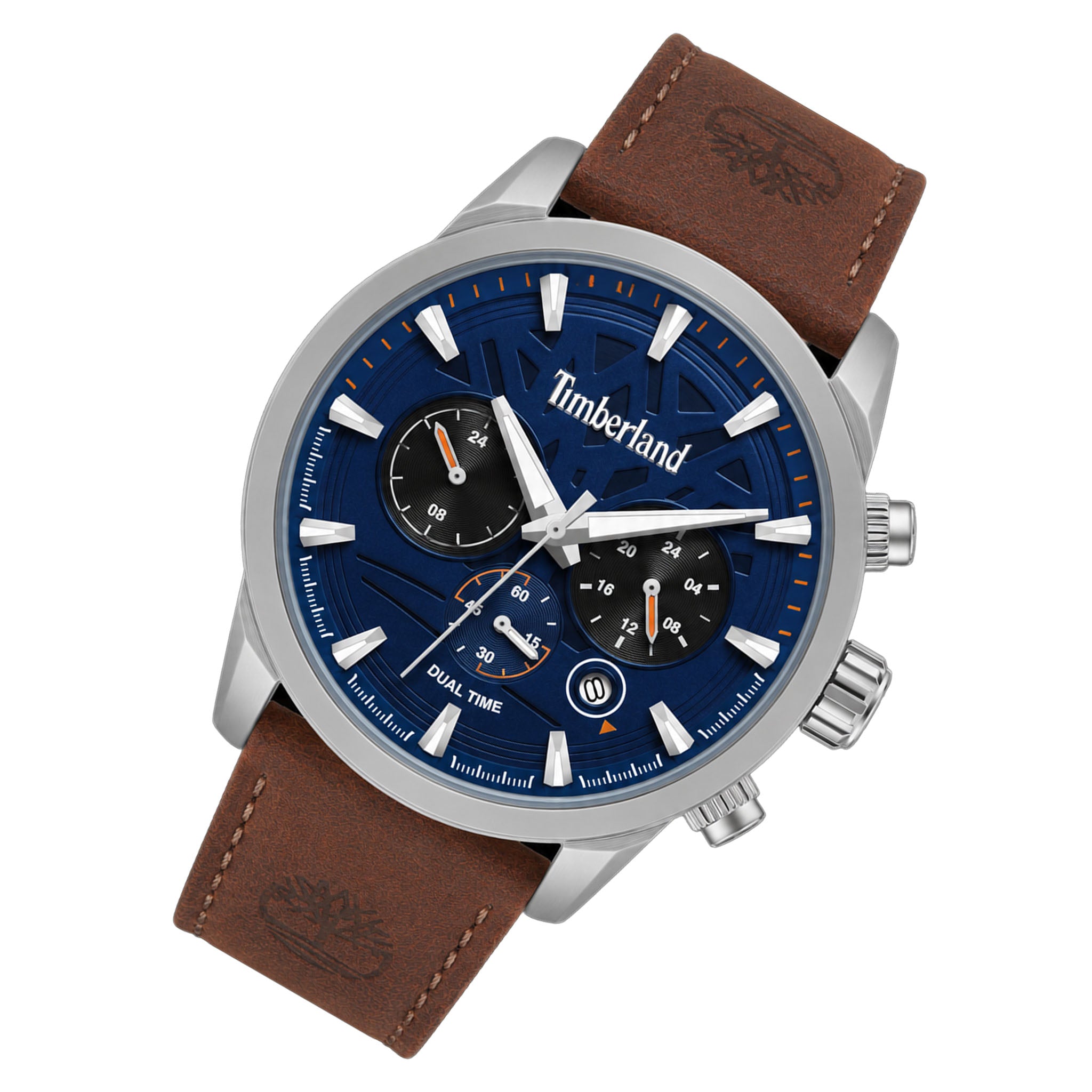 Timberland Dark Brown Leather Blue Dial Chronograph Men's Watch - TDWGF0095001